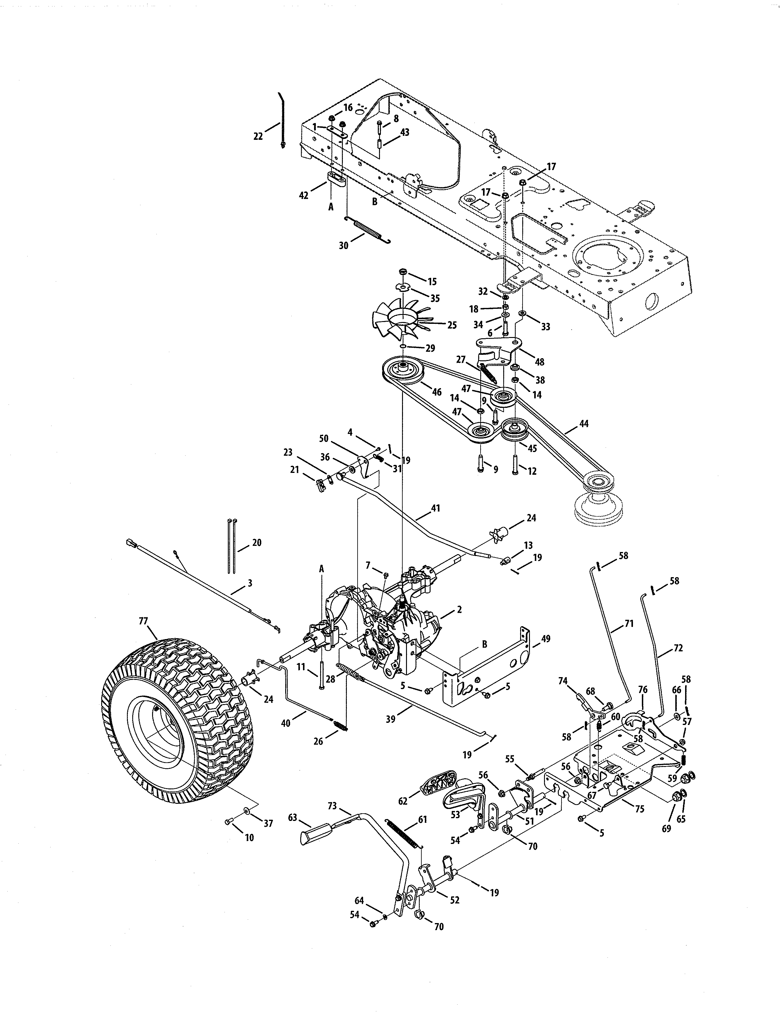 MTD 13AX615G055 drive system diagram