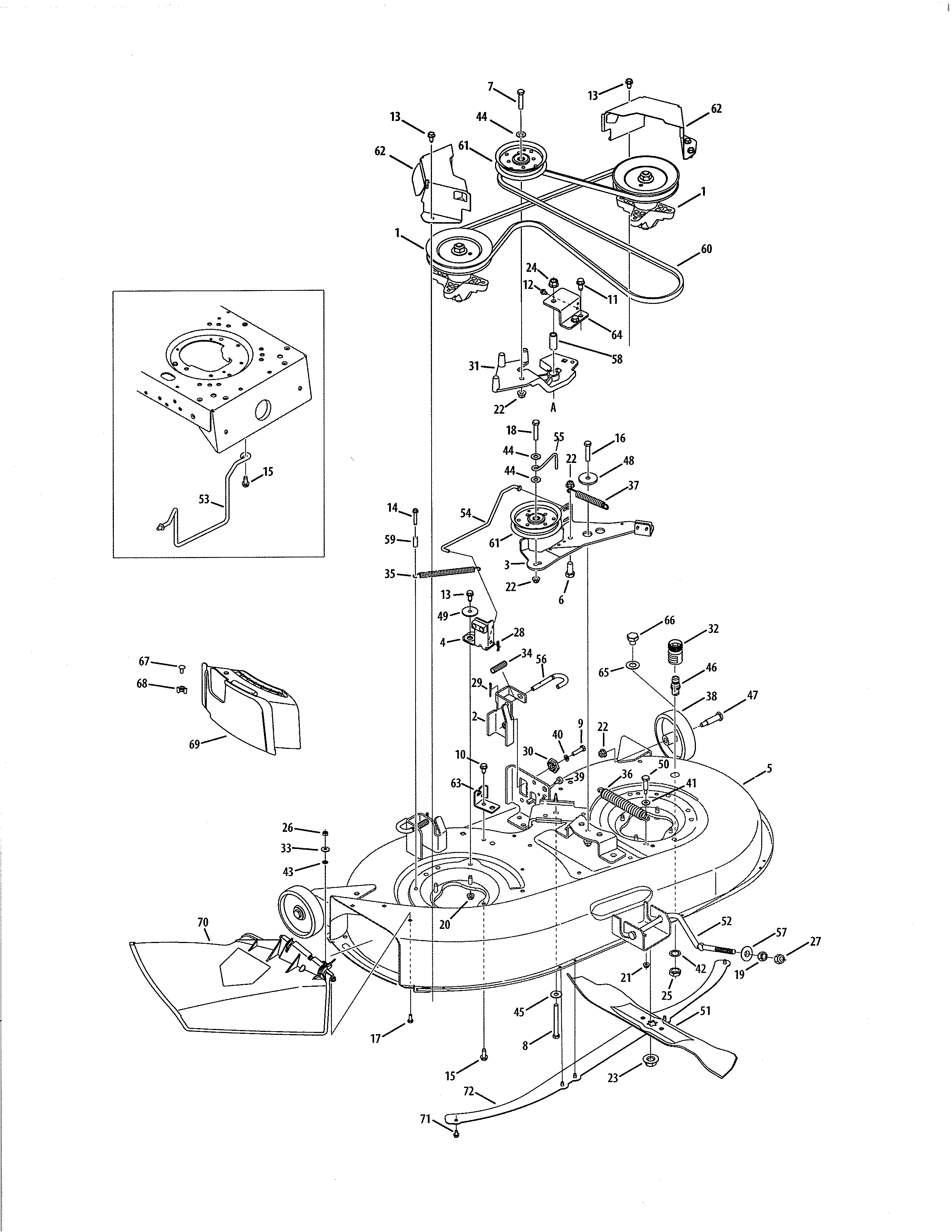 MTD 13AX615G055 42" mowing deck diagram