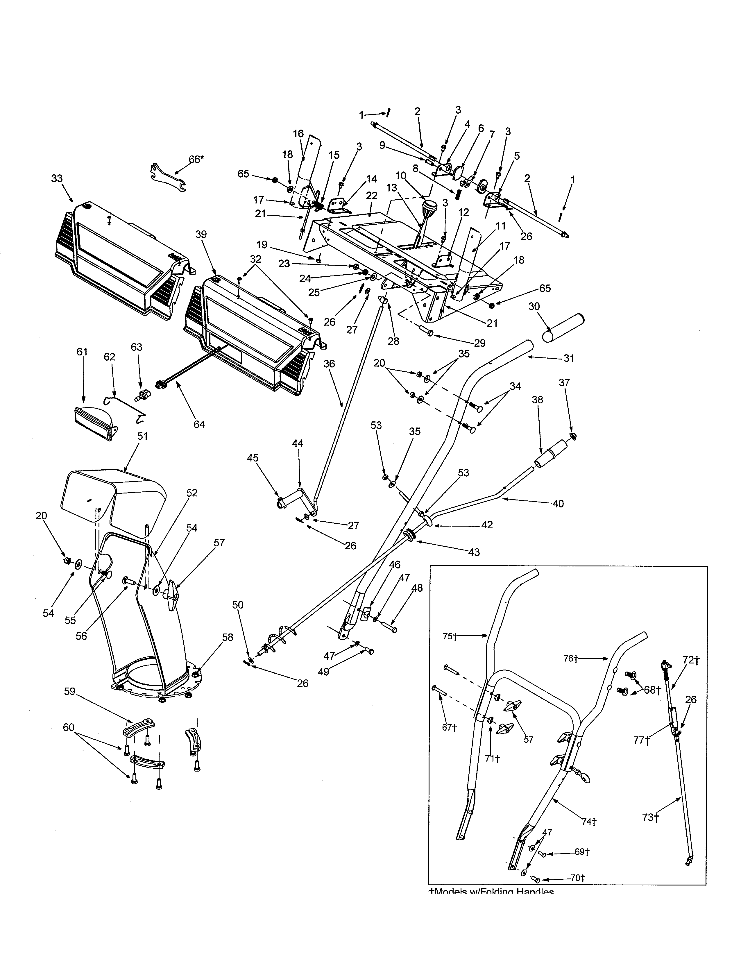 MTD 31AS640F352 chute/handles diagram