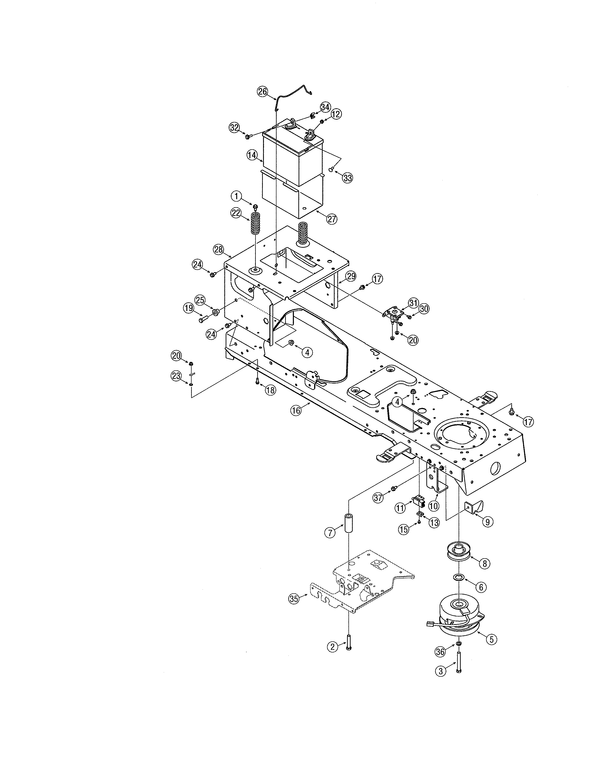 MTD 13AP625K730 frame & battery diagram
