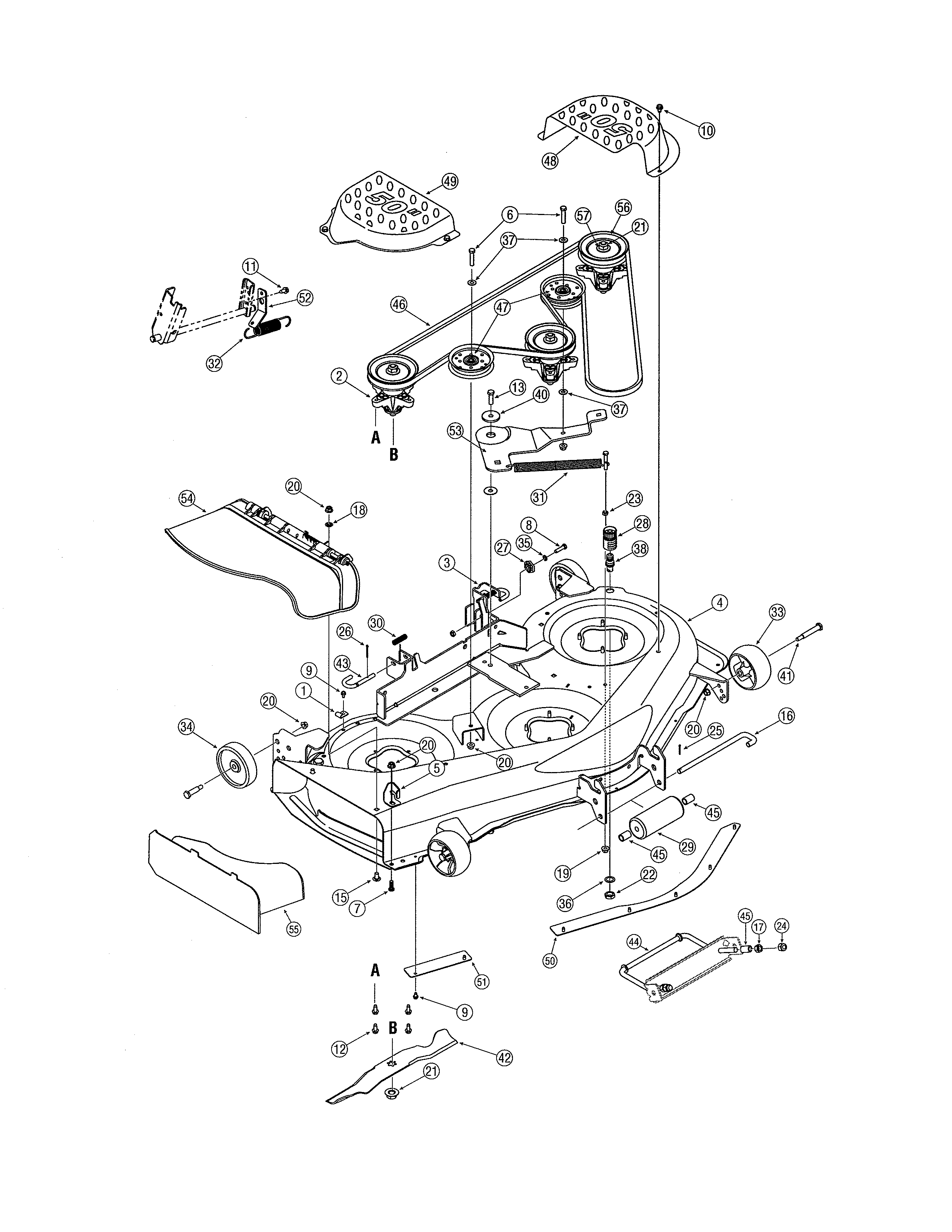 MTD 13AP625K730 50" electric pto deck diagram