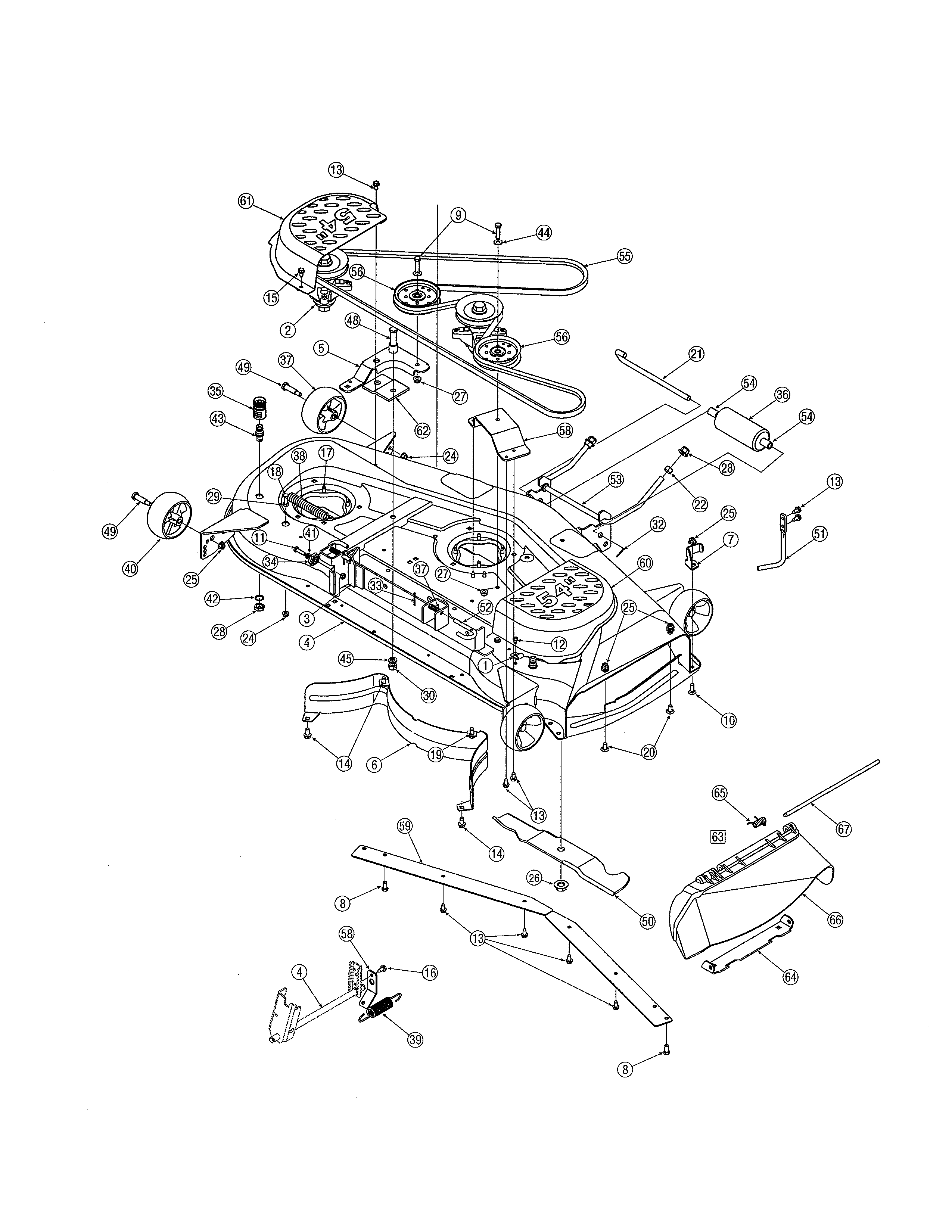 MTD 13AP625K730 54" electric pto deck diagram