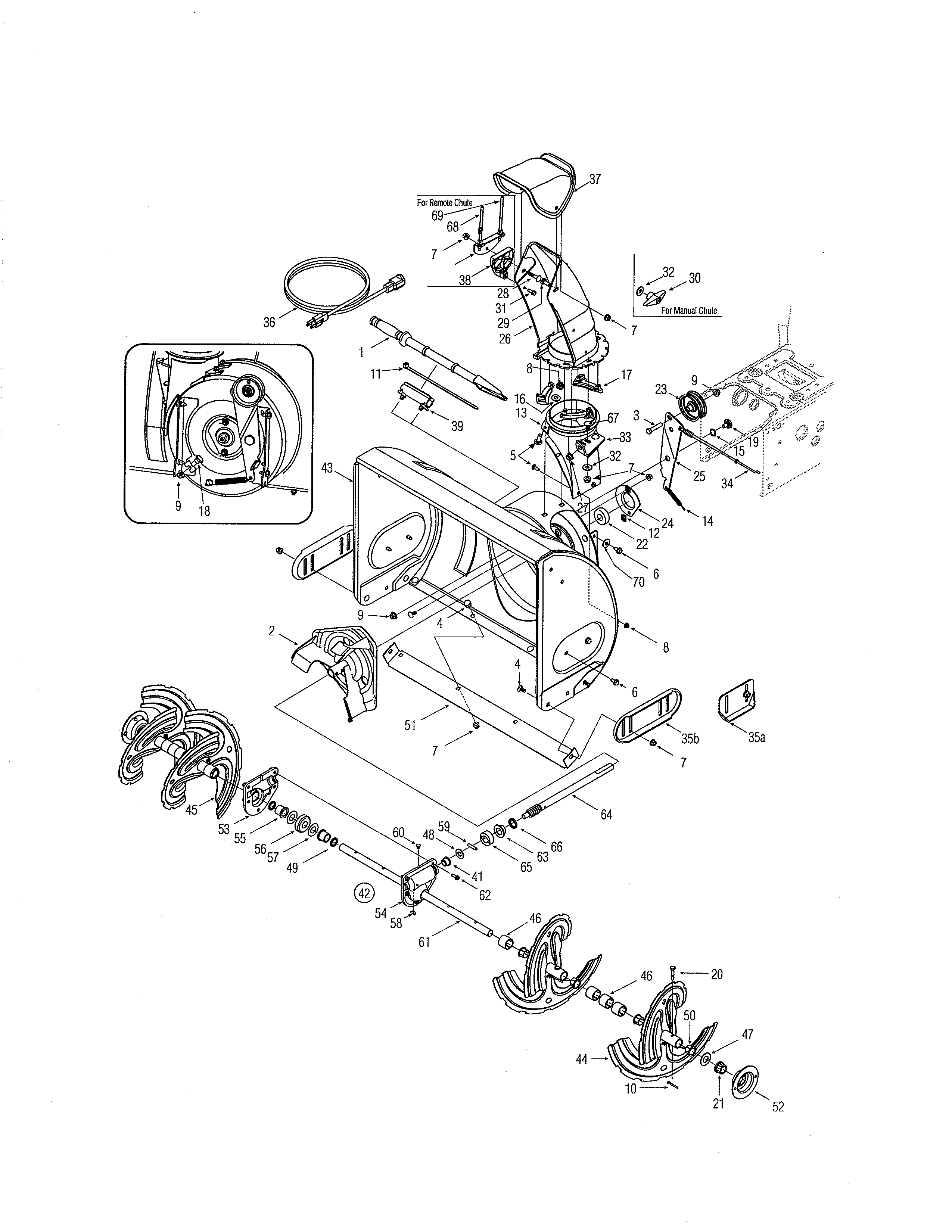 MTD 31AE6BHE723 auger & housing diagram