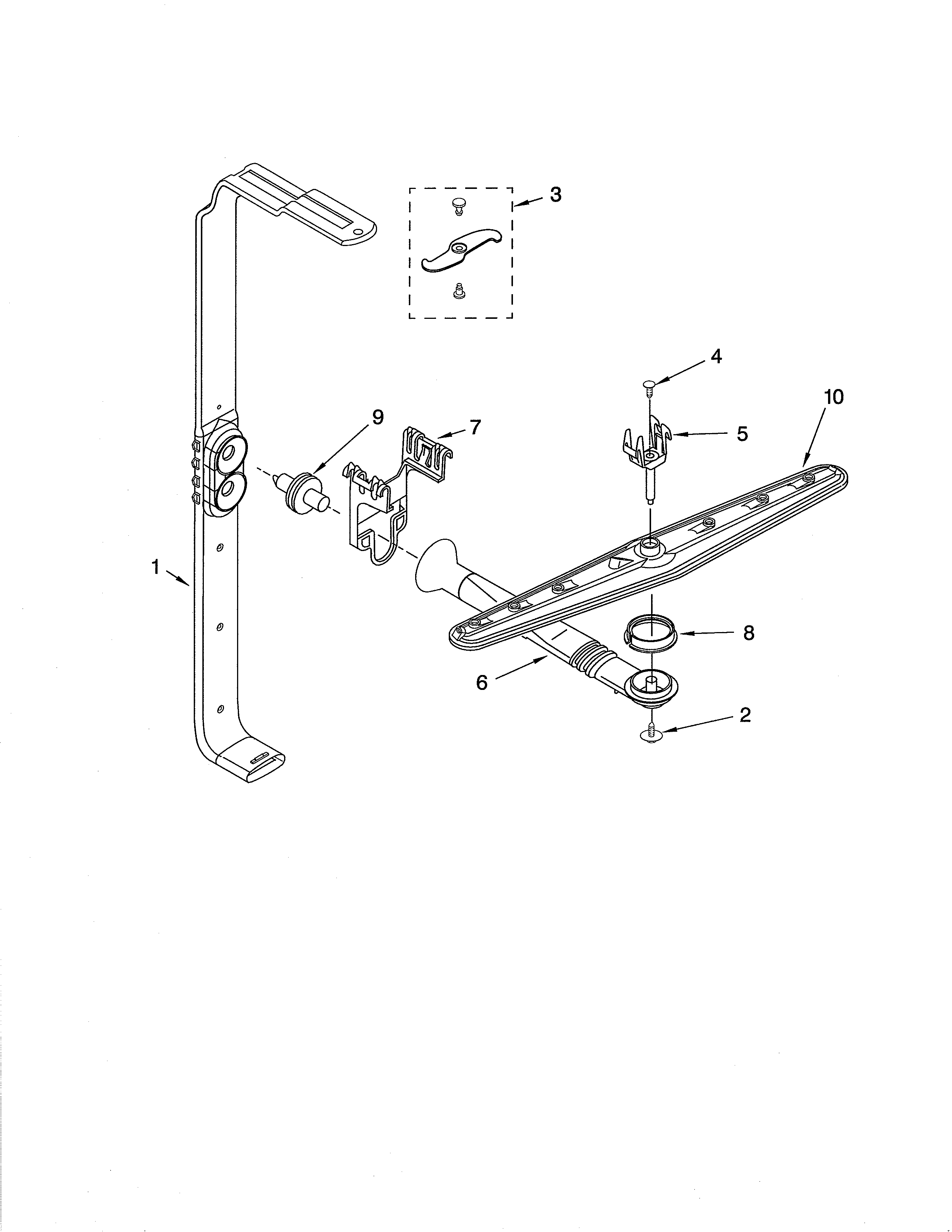 KitchenAid KUDS01FLBT7 upper wash & rinse diagram