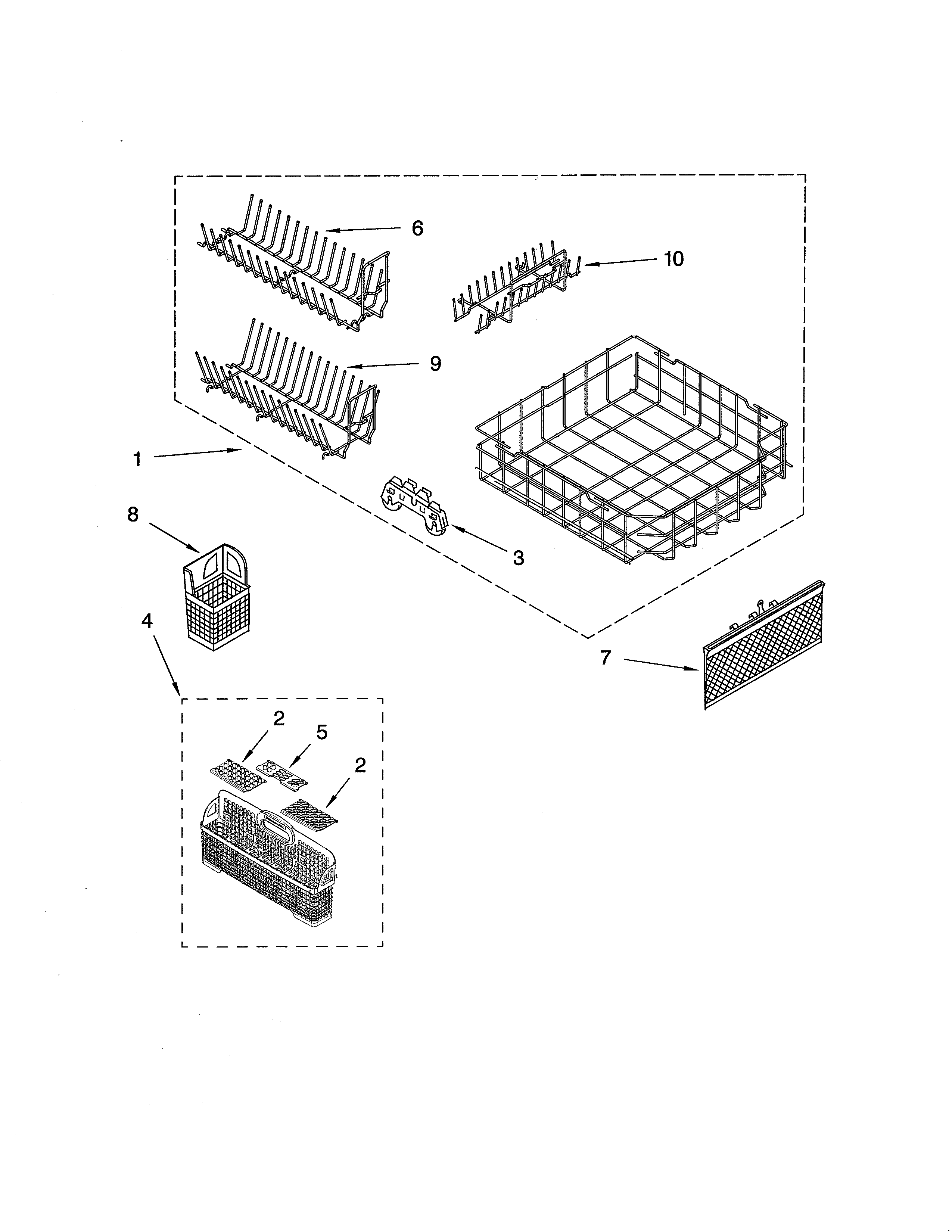 KitchenAid KUDS01FLBT7 lower rack diagram