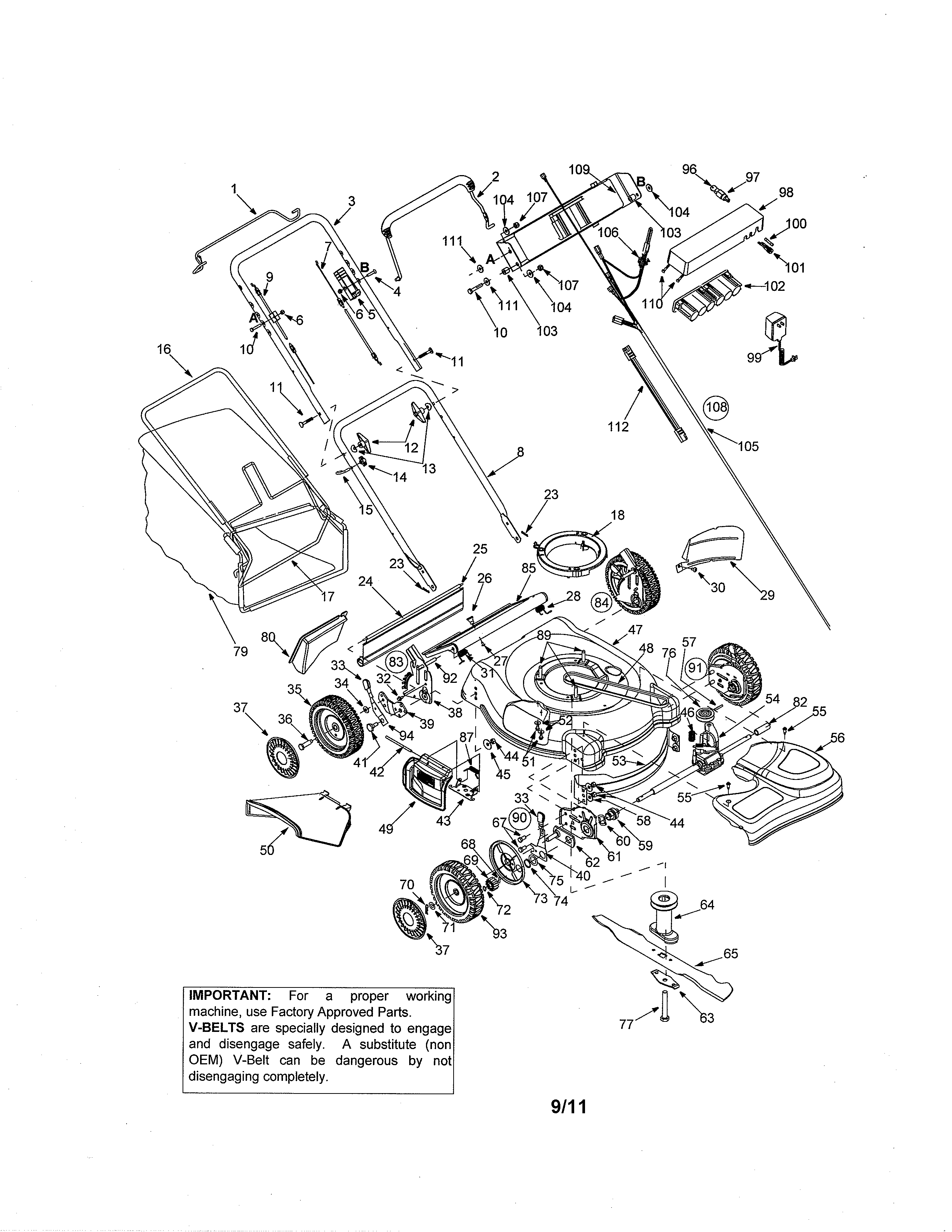 Yard-Man 12AE465F701 lawn mower diagram