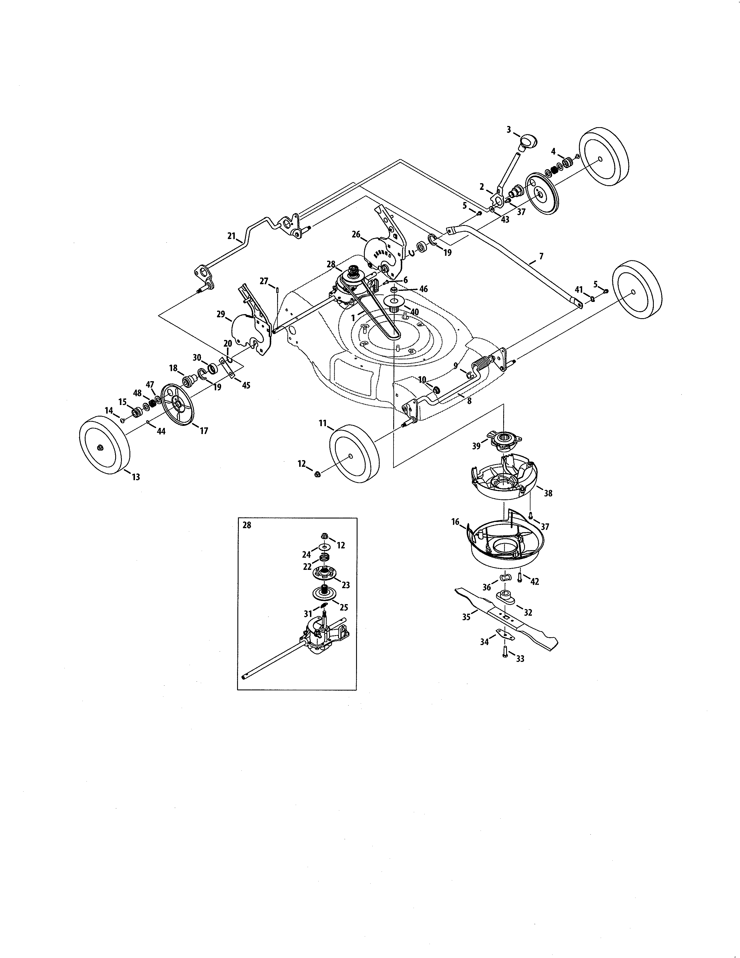 MTD 12AI832Q724 drive/wheels diagram
