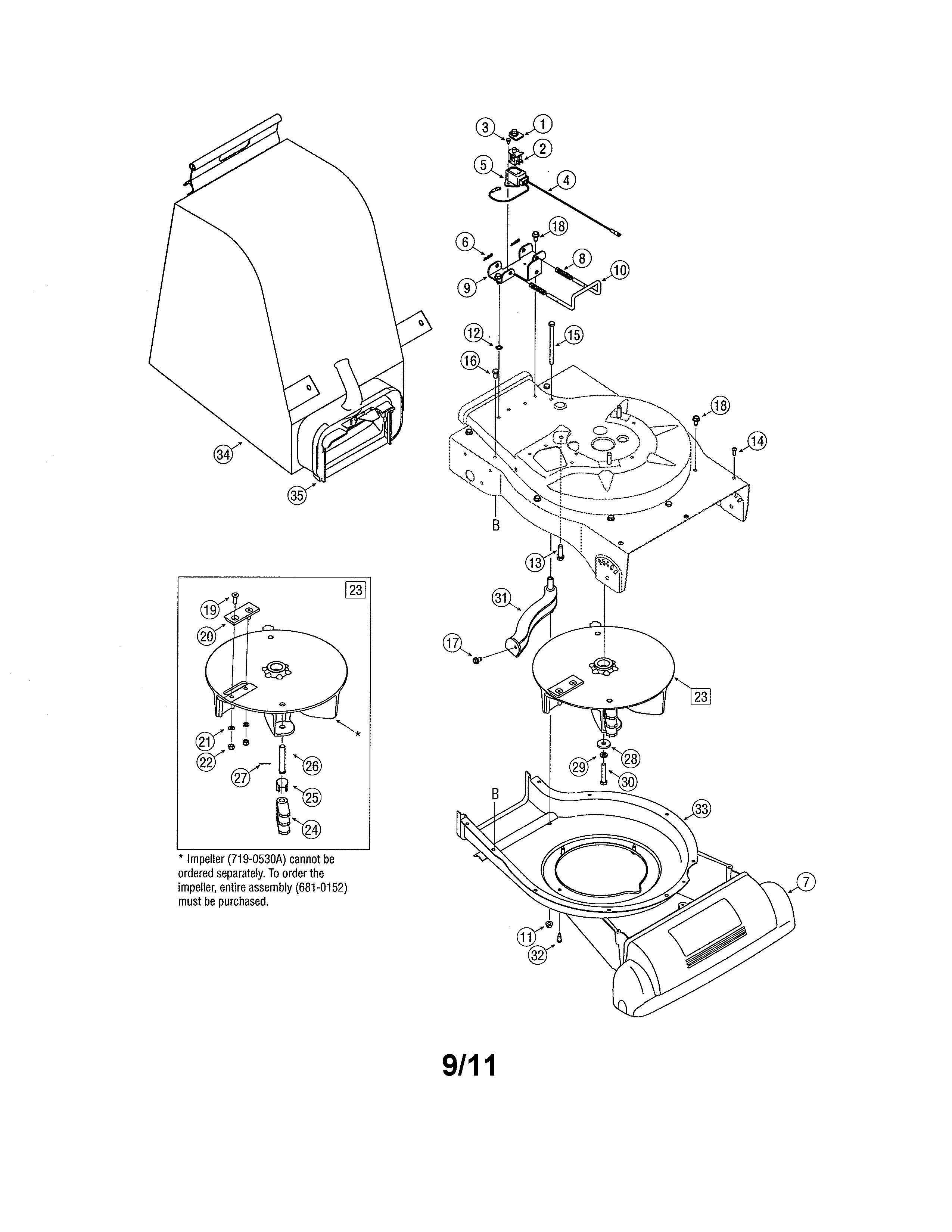 MTD 24A-020E762 bag/impeller diagram
