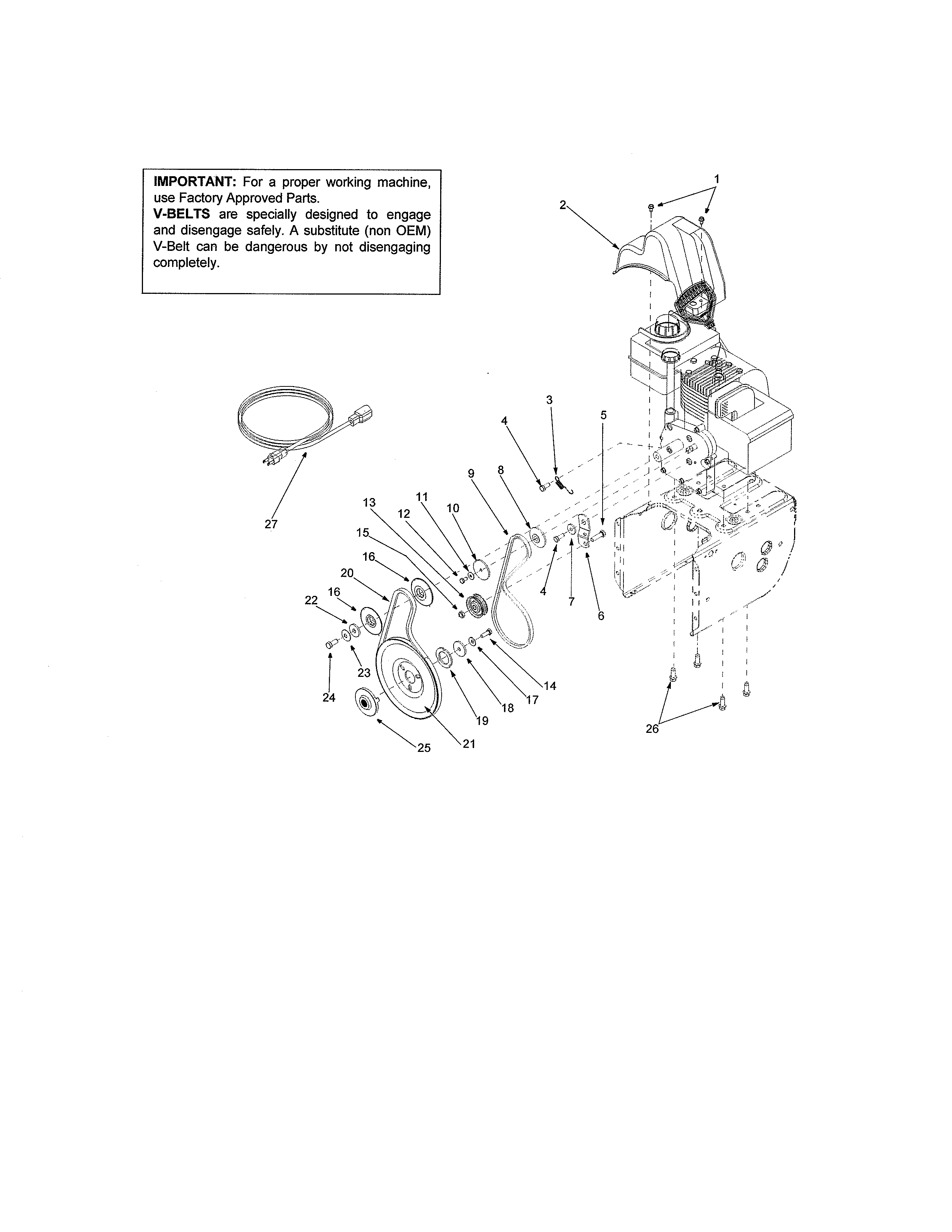 MTD 31AS611E352 pulleys/belts diagram