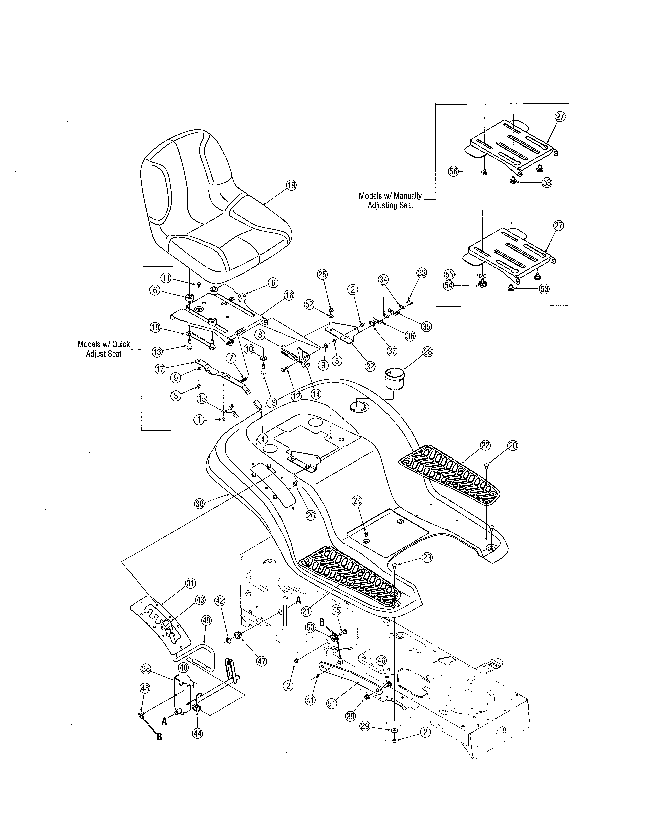 MTD 13AX611G705 seat/fender diagram