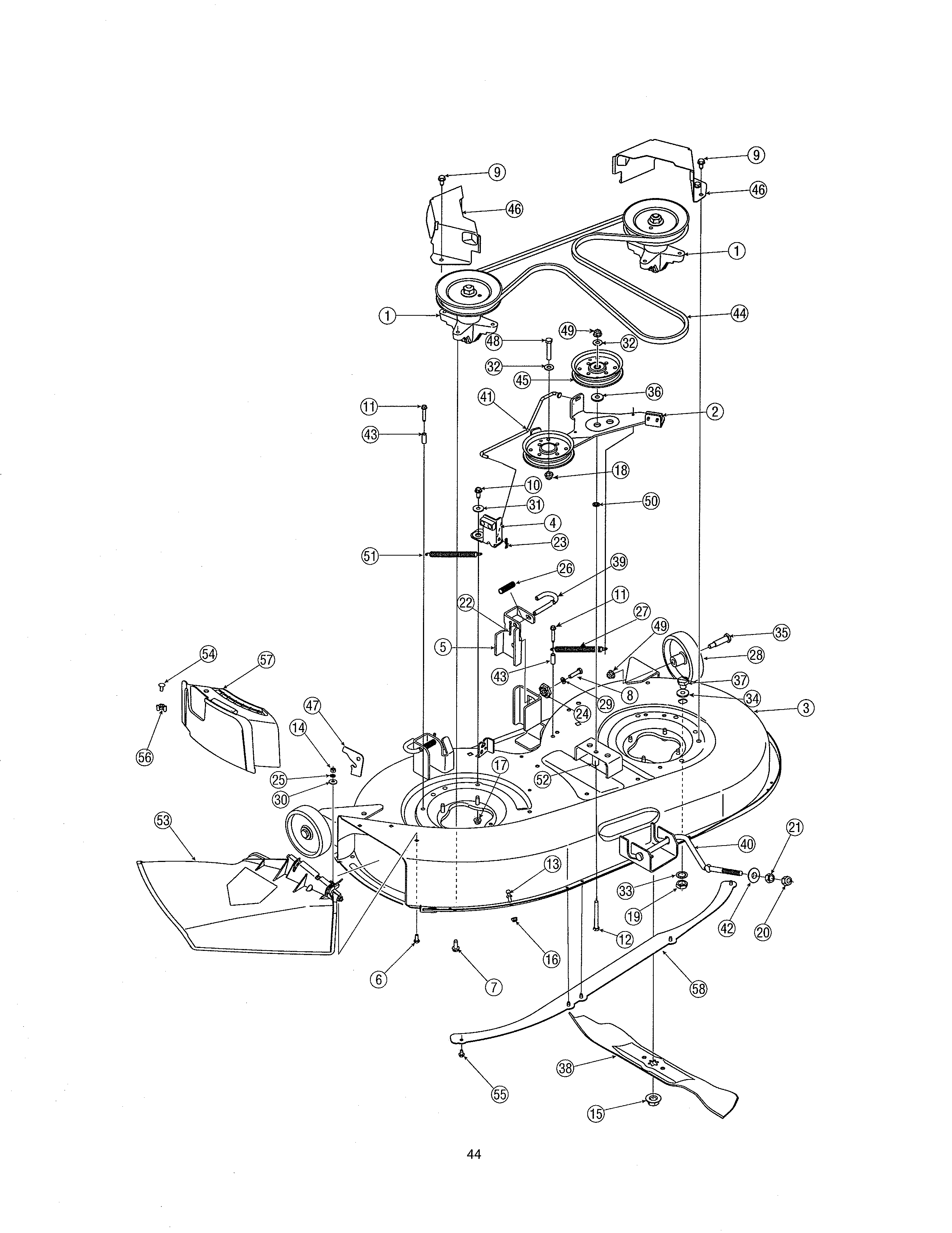 MTD 13AX611G705 42" deck diagram