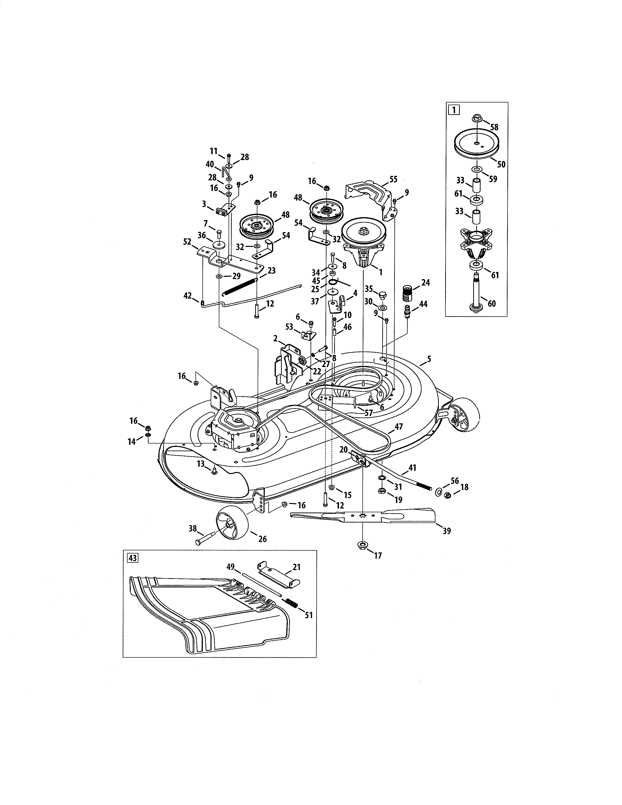 MTD 13AJ795S004 42" deck diagram
