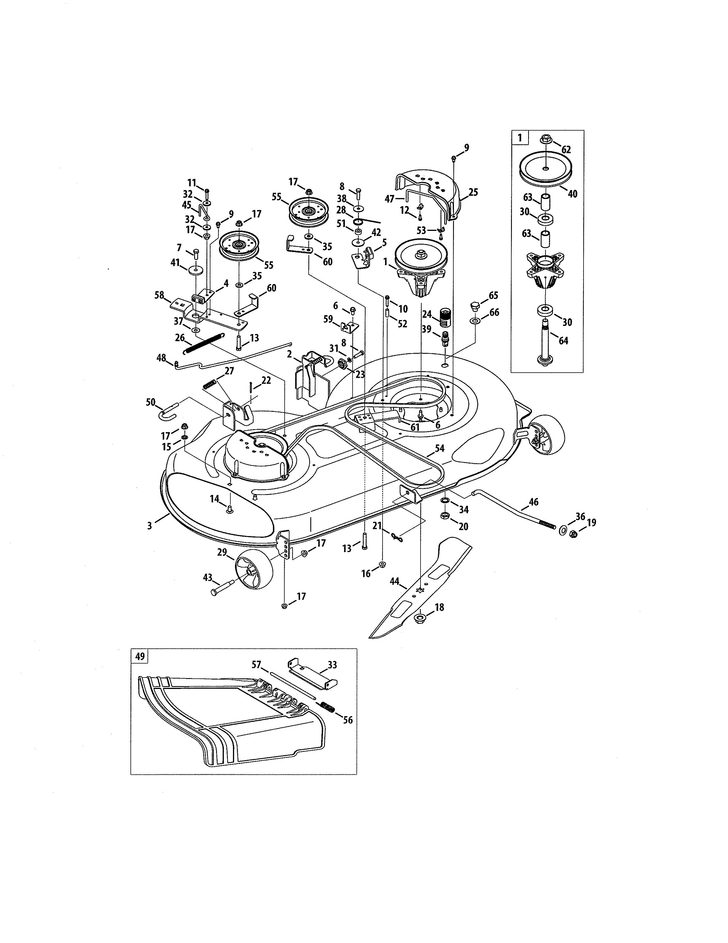 MTD 13AJ795S004 46" deck diagram