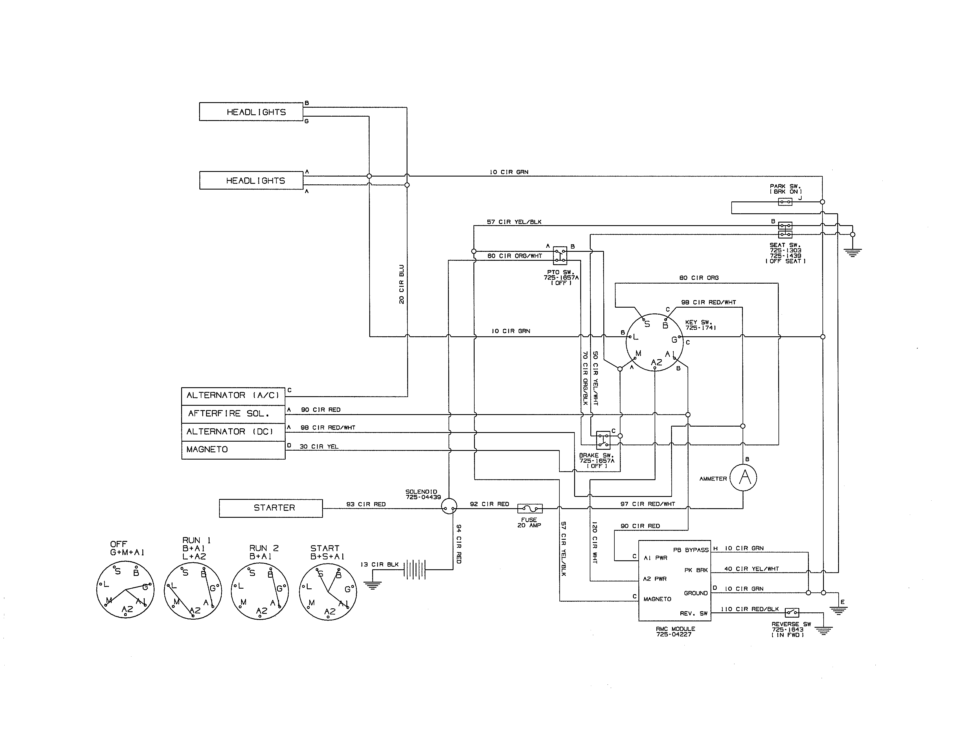 MTD 13AJ795S004 wire harness schematic-725-04432d diagram