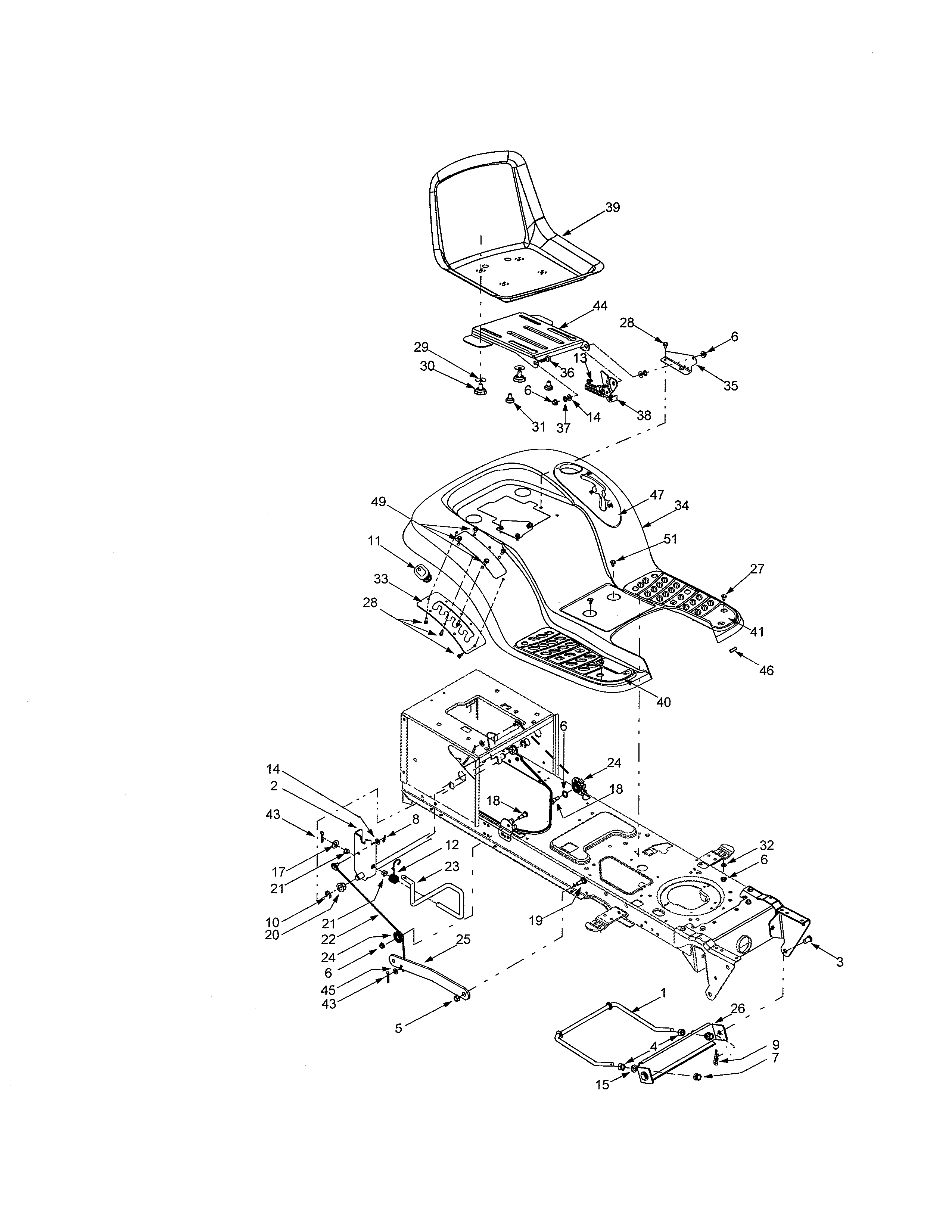 Yard-Man 13AT604G701 seat/fender diagram