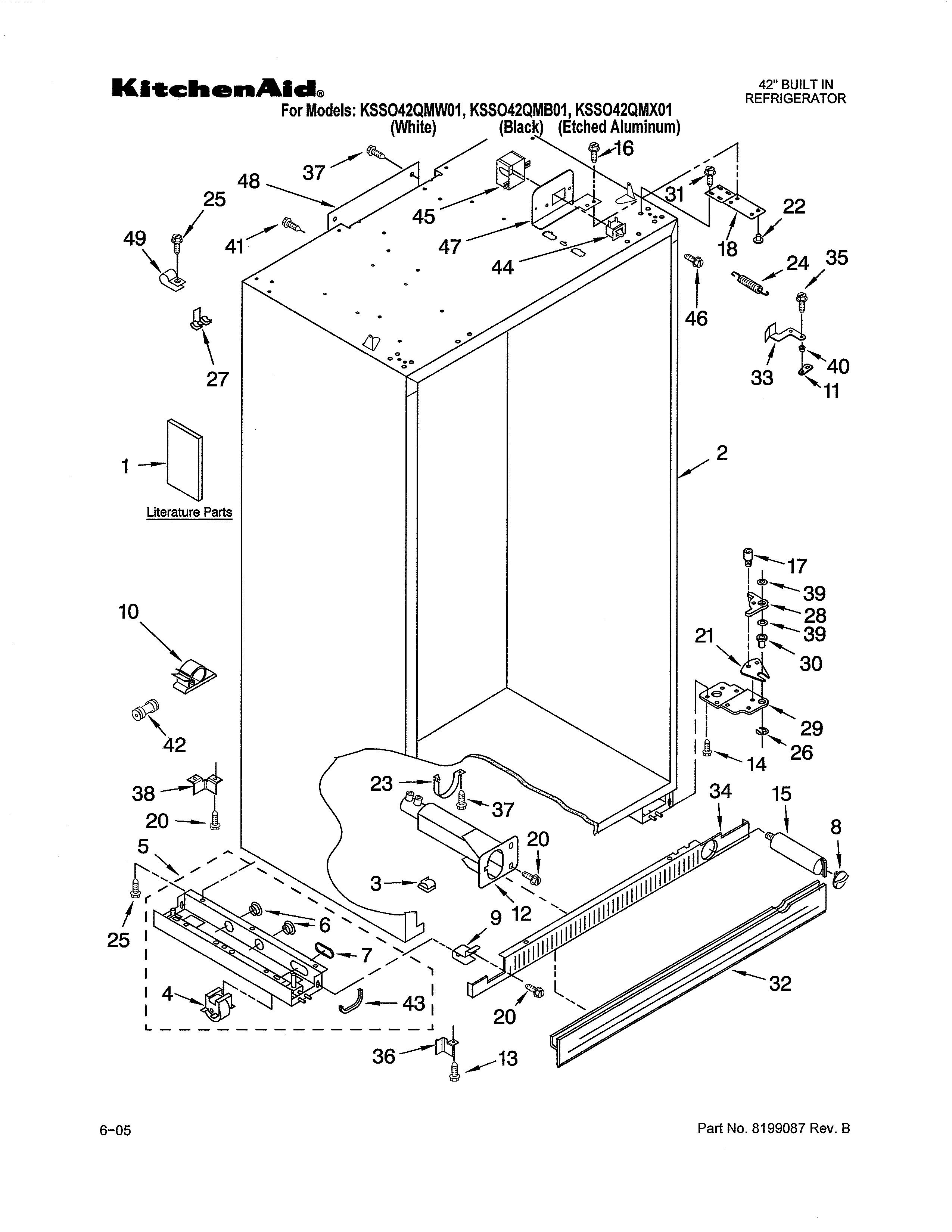 KitchenAid KSSO42QMB01 cabinet diagram