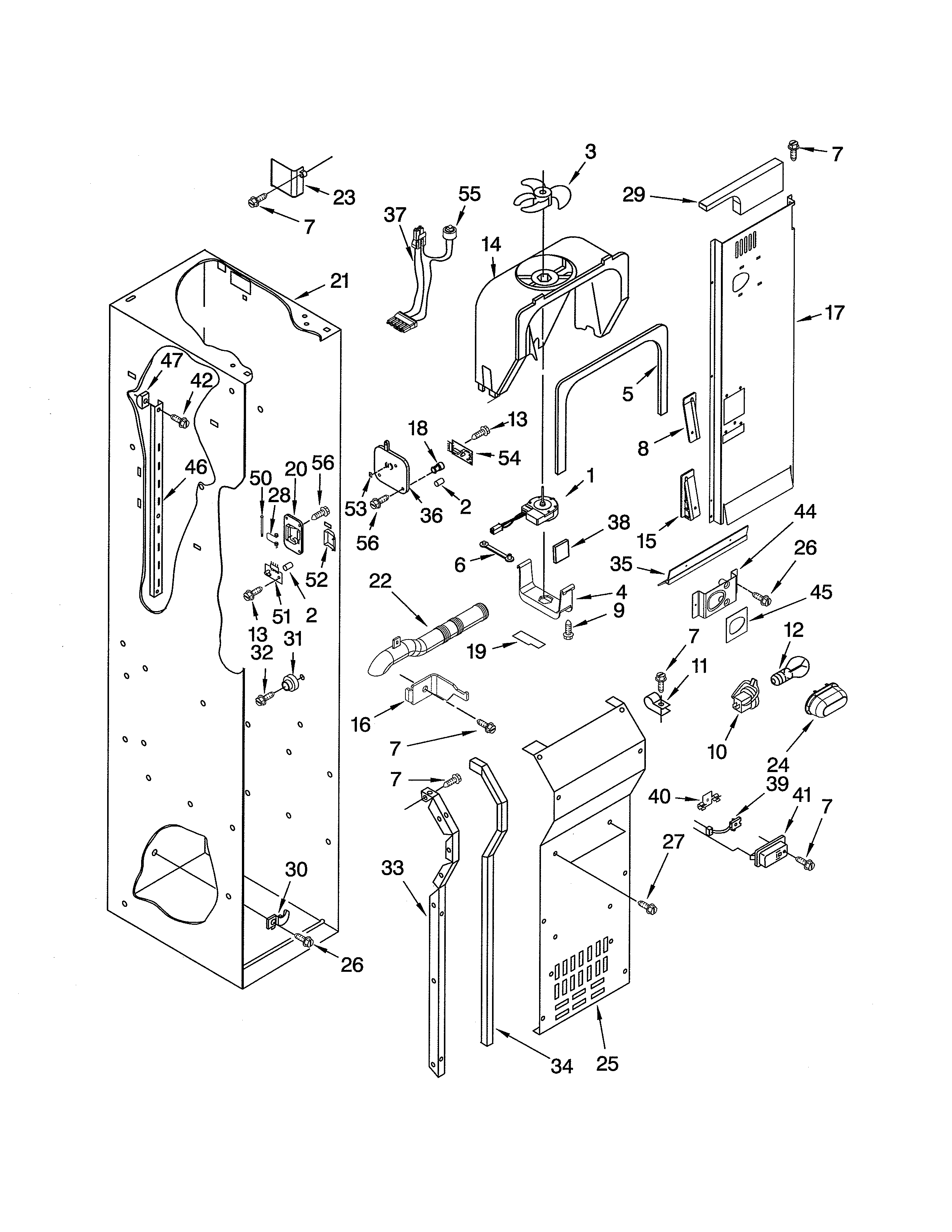KitchenAid KSSO42QMB01 freezer liner/air flow diagram