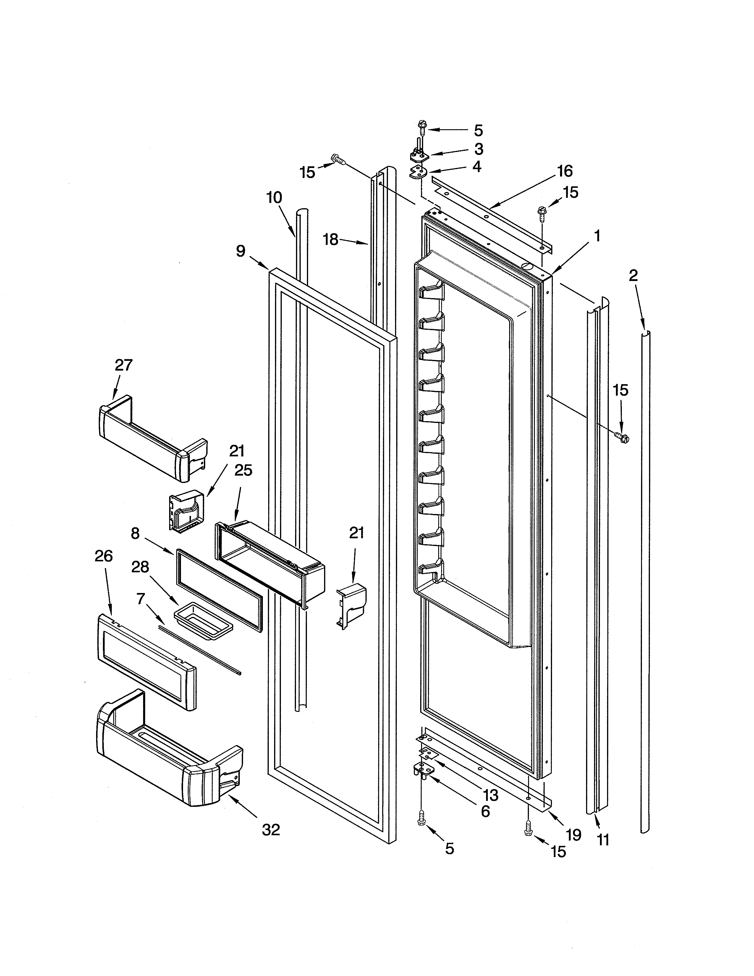 KitchenAid KSSO42QMB01 refrigerator door diagram