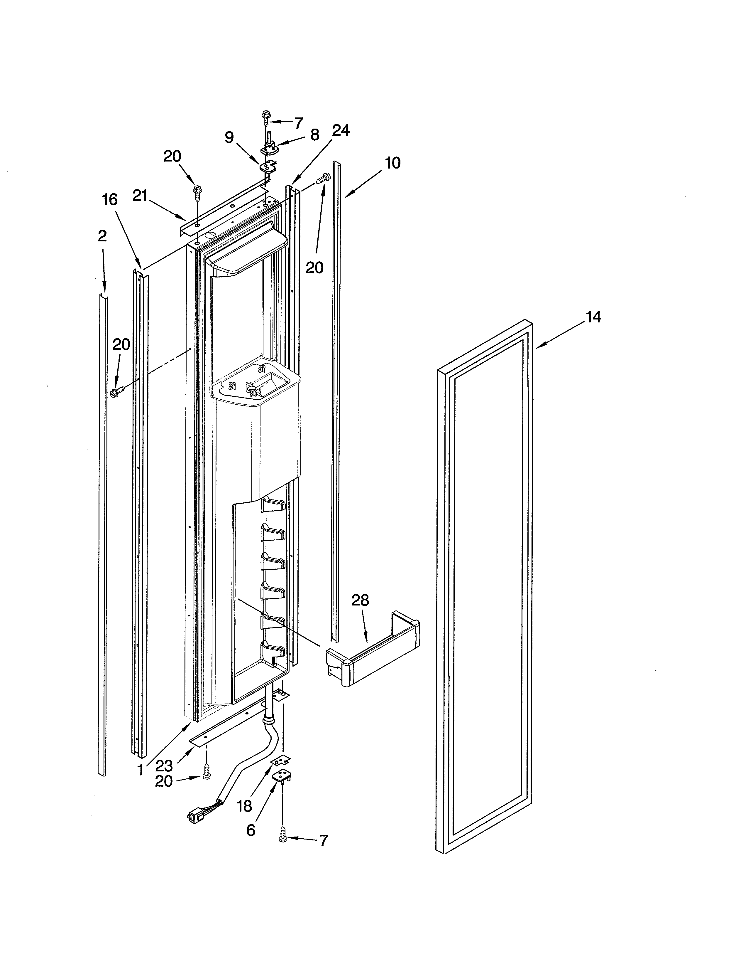 KitchenAid KSSO42QMB01 freezer door diagram