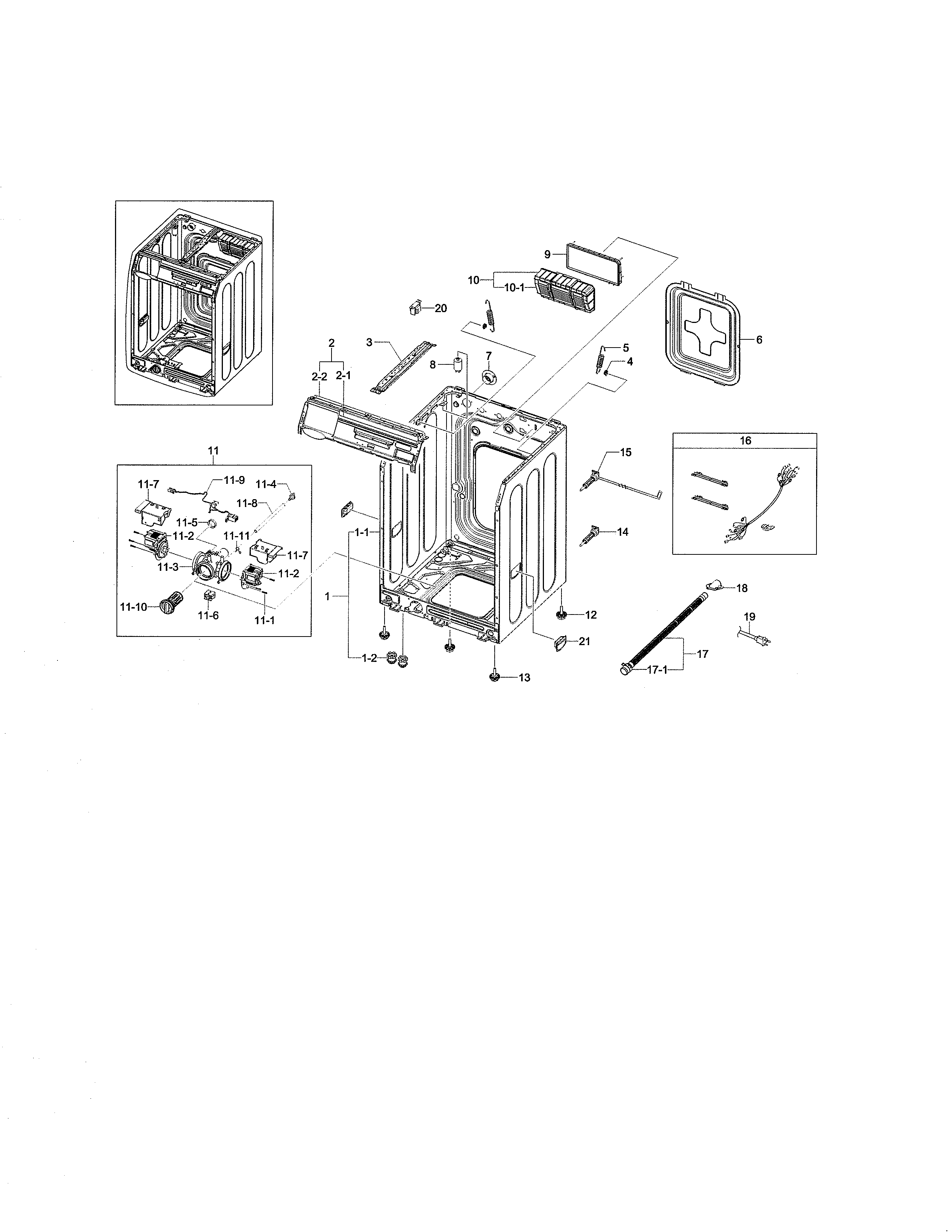 Samsung WF461ABP/XAA-01 frame & cover parts diagram