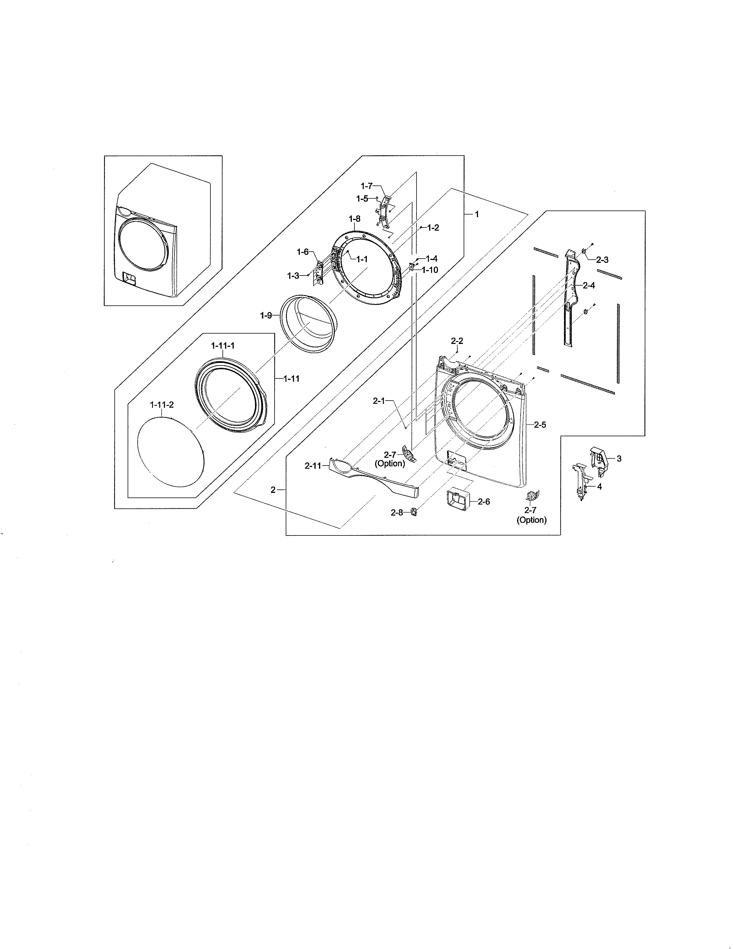 Samsung WF461ABP/XAA-01 frame front & door diagram
