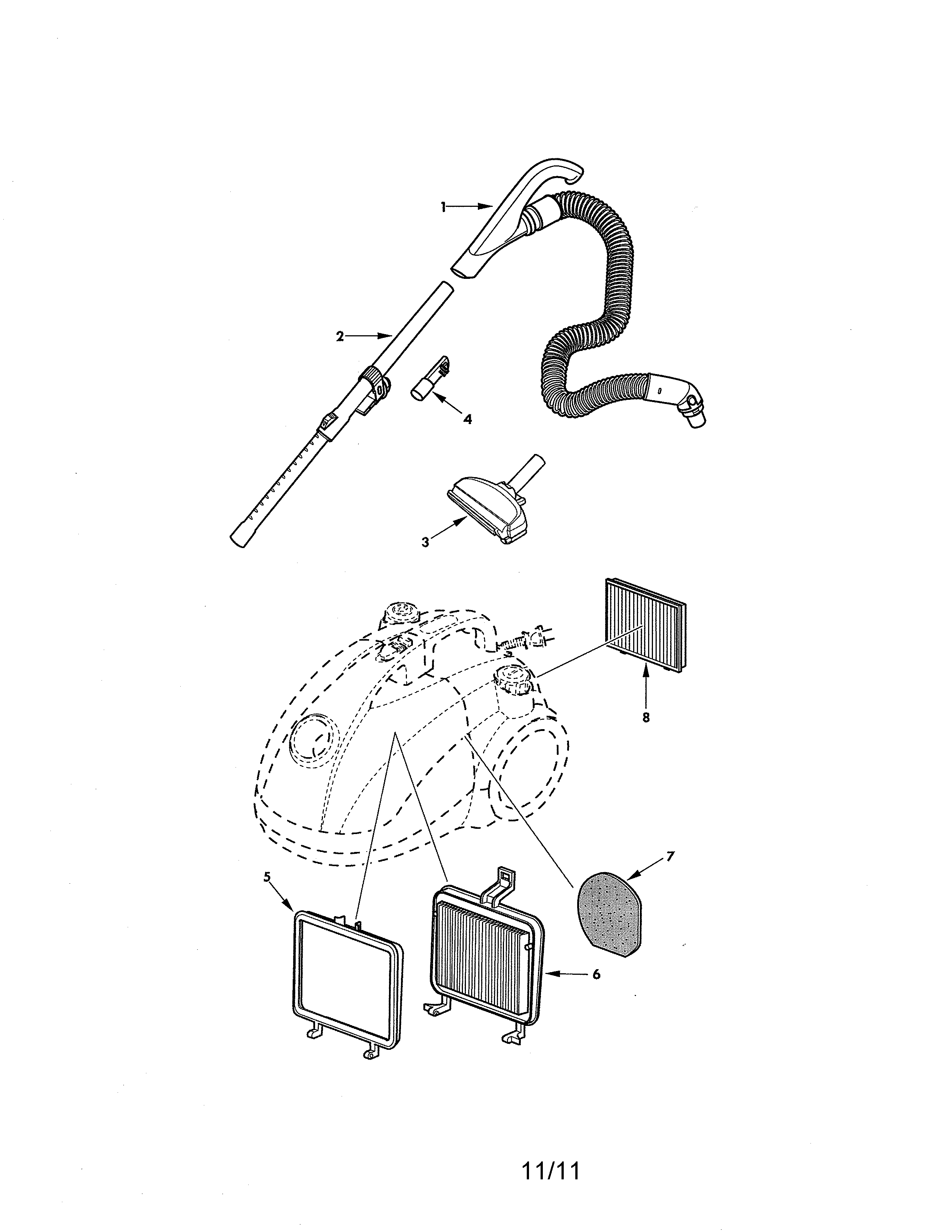 Kenmore 11624194111 canister vacuum diagram