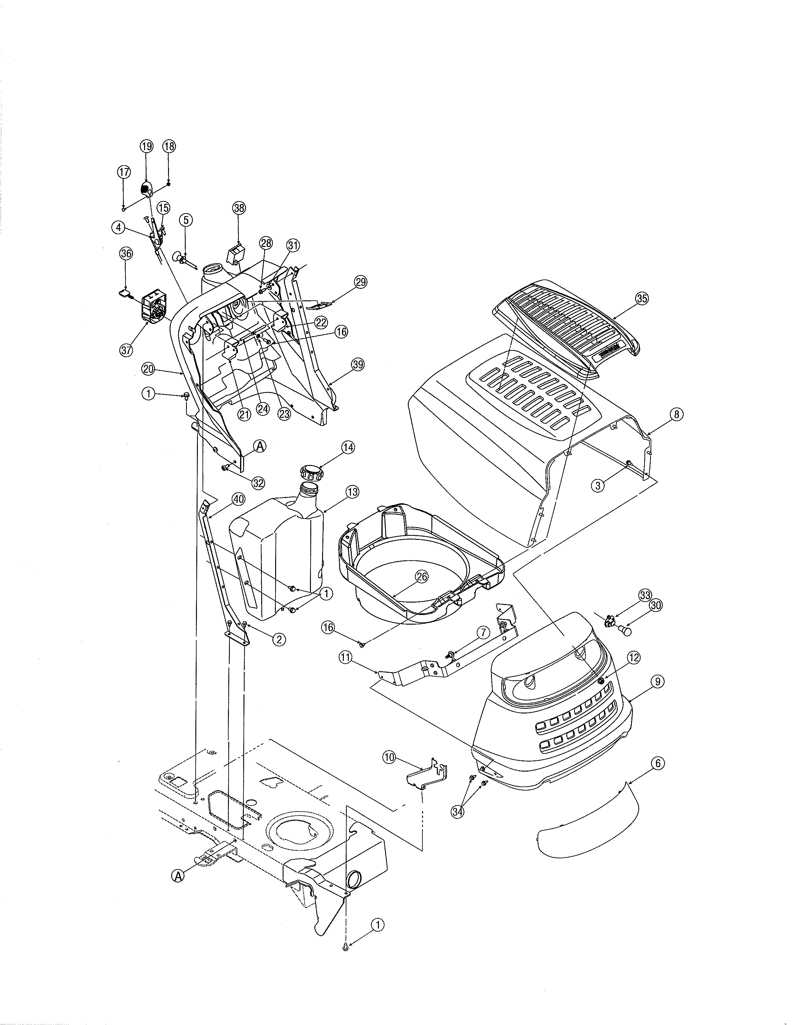 Yard-Man 13AU615P755 fender/hood diagram