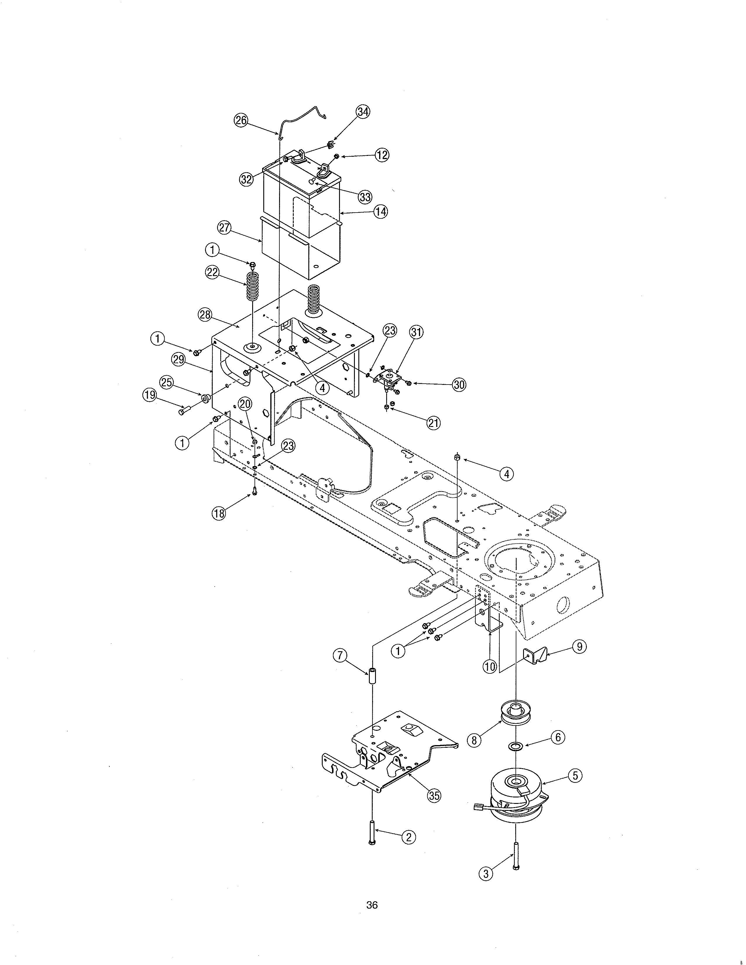 Yard-Man 13AU615P755 battery/pto clutch diagram