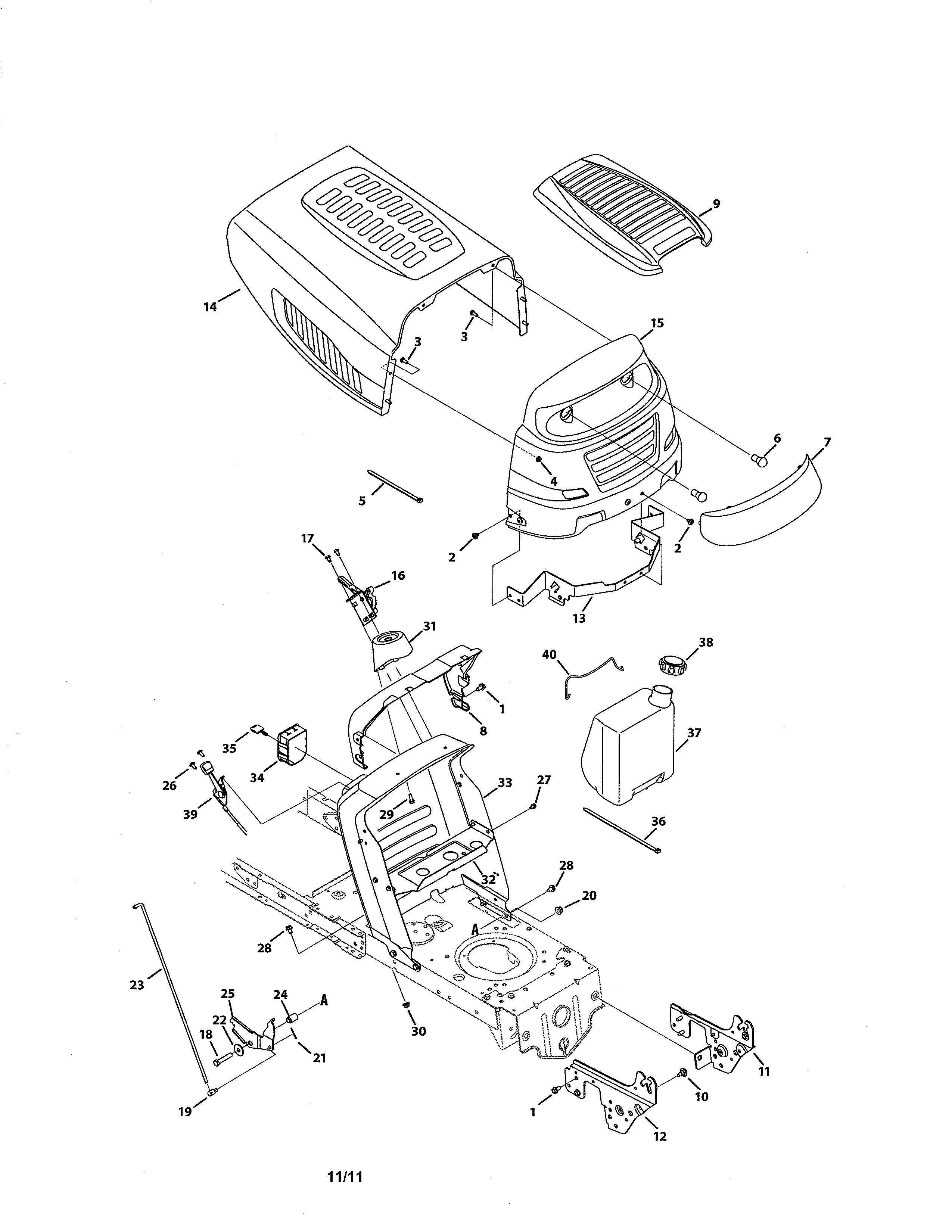 MTD 13AJ795G059 5 style hood diagram