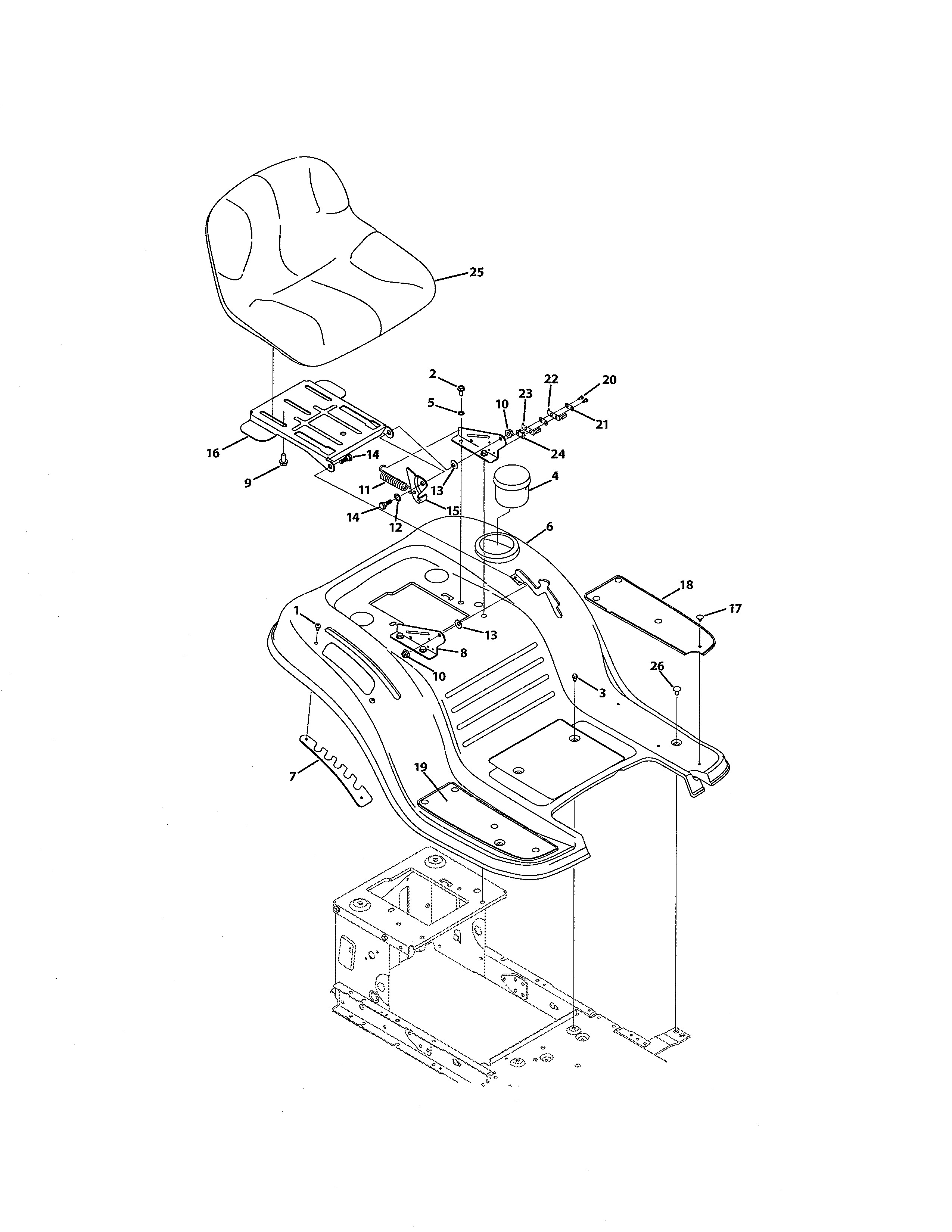 MTD 13AJ795G059 seat & fender diagram