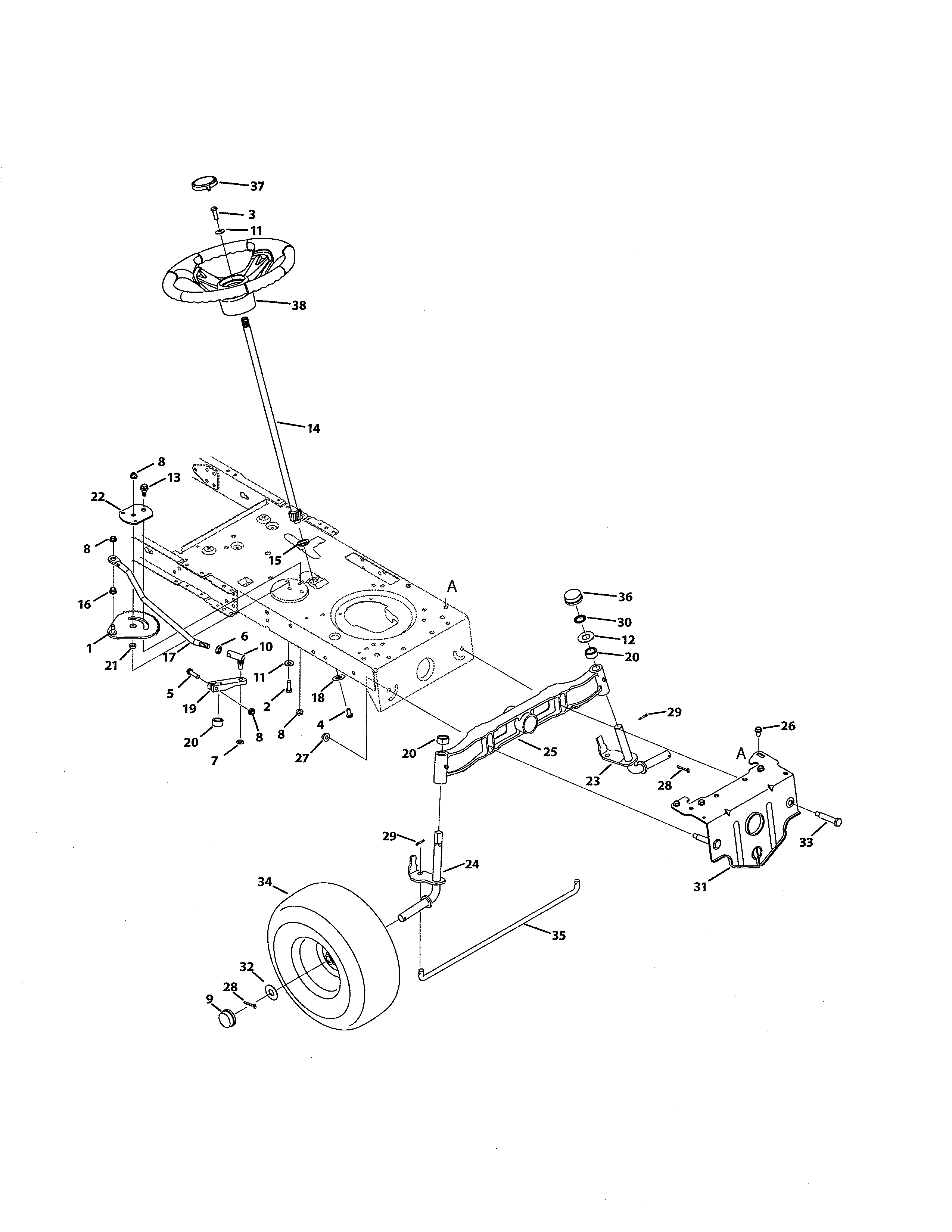 MTD 13AJ795G059 front end steering diagram