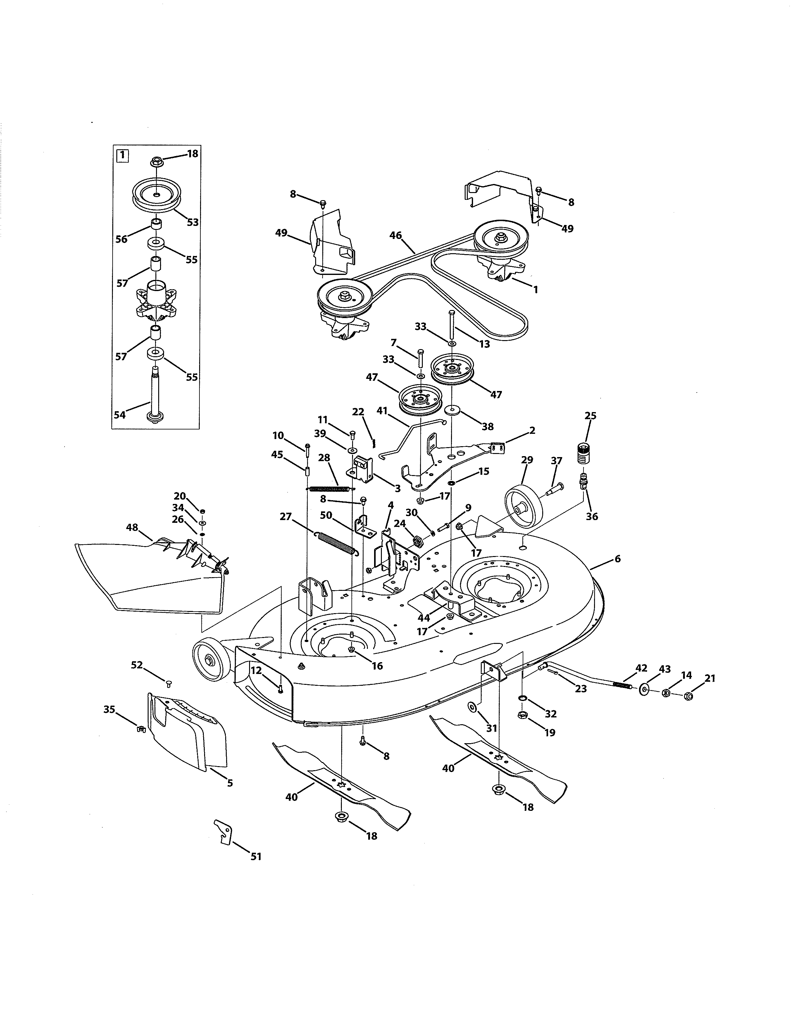 MTD 13AJ795G059 42" deck diagram