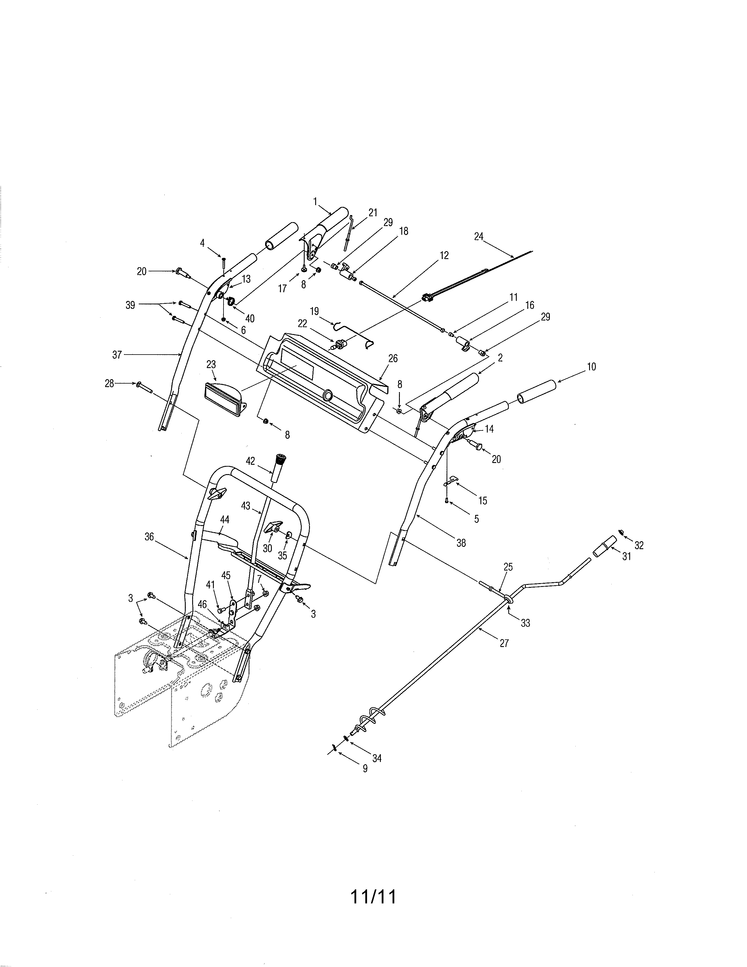 MTD 31AS6LCE700 handle diagram
