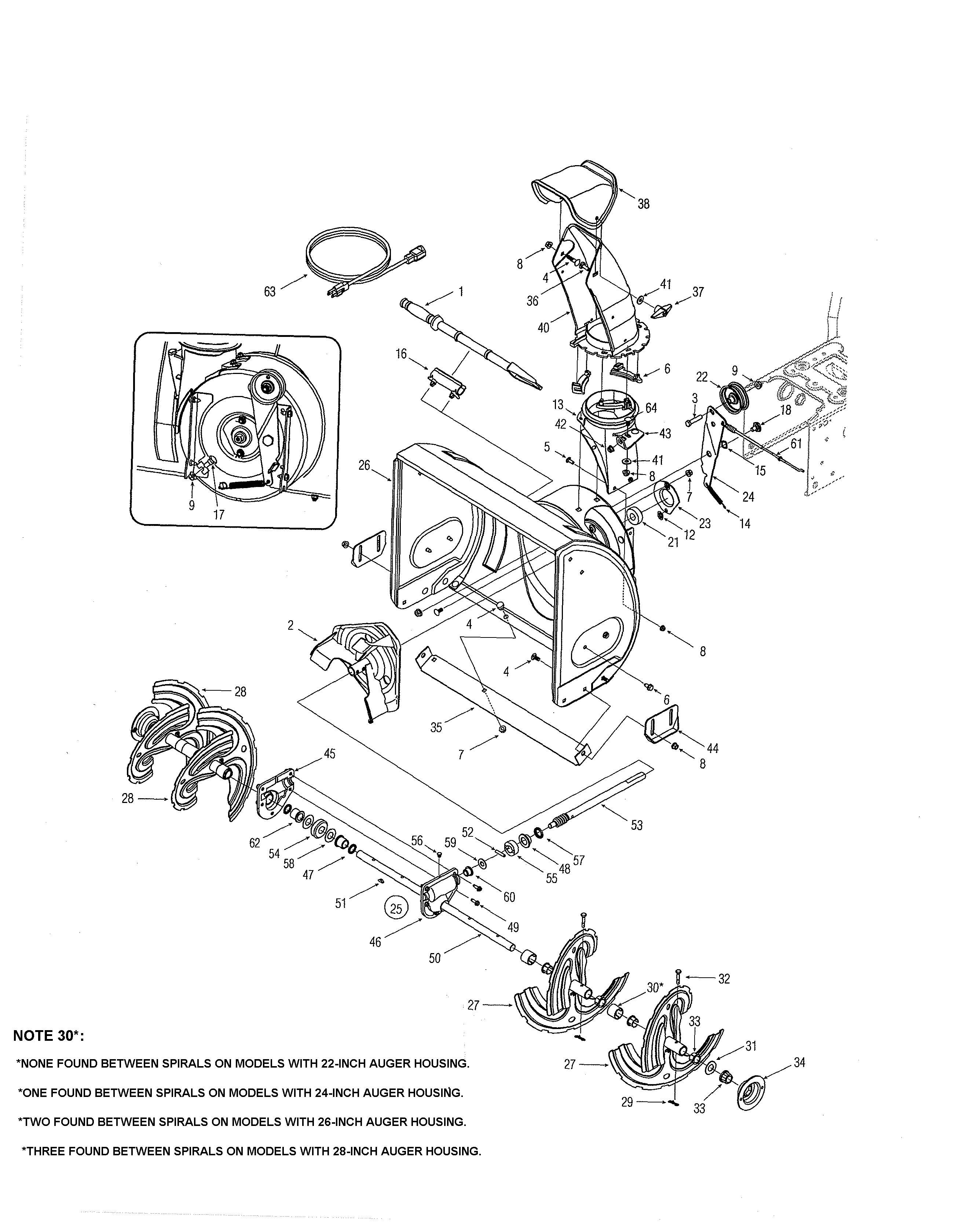 MTD 31AS6LCE700 chute/auger & housing diagram