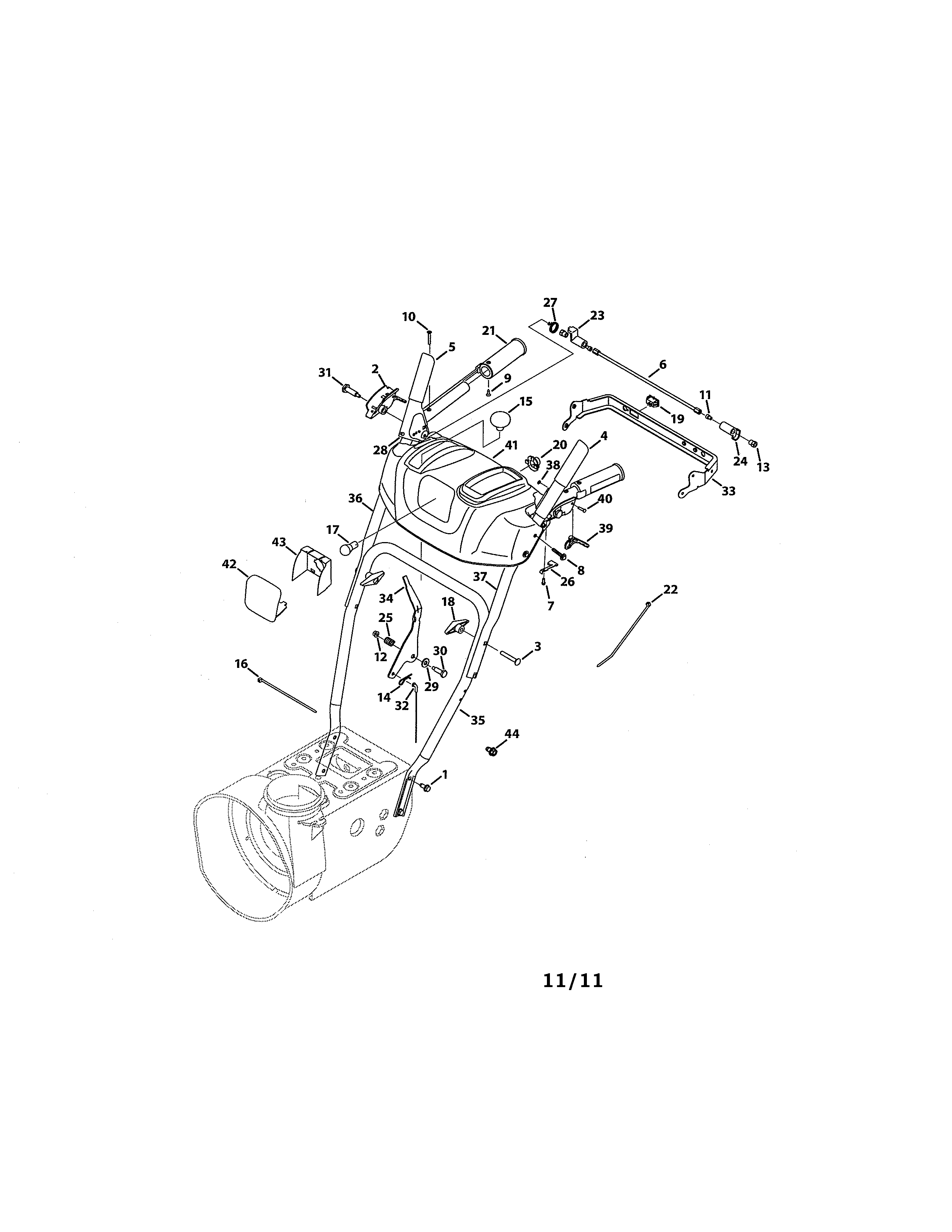 MTD 31AH55LH704 l & q style handle & frame diagram