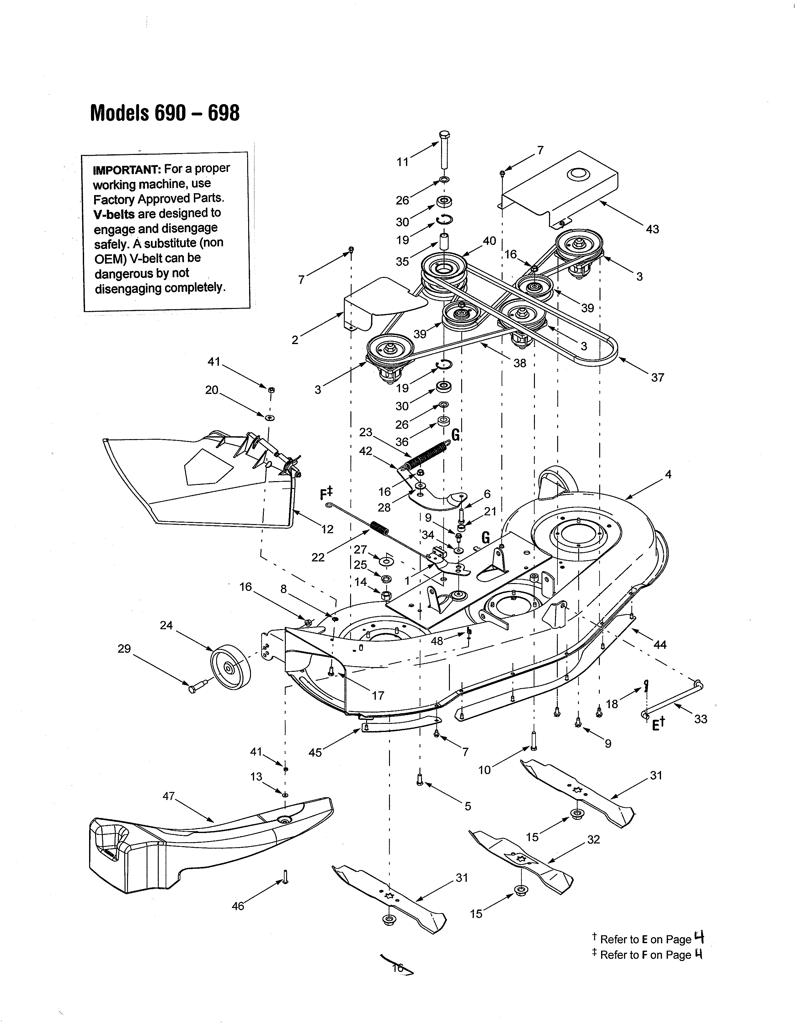 MTD 13AF698G722 46" deck diagram