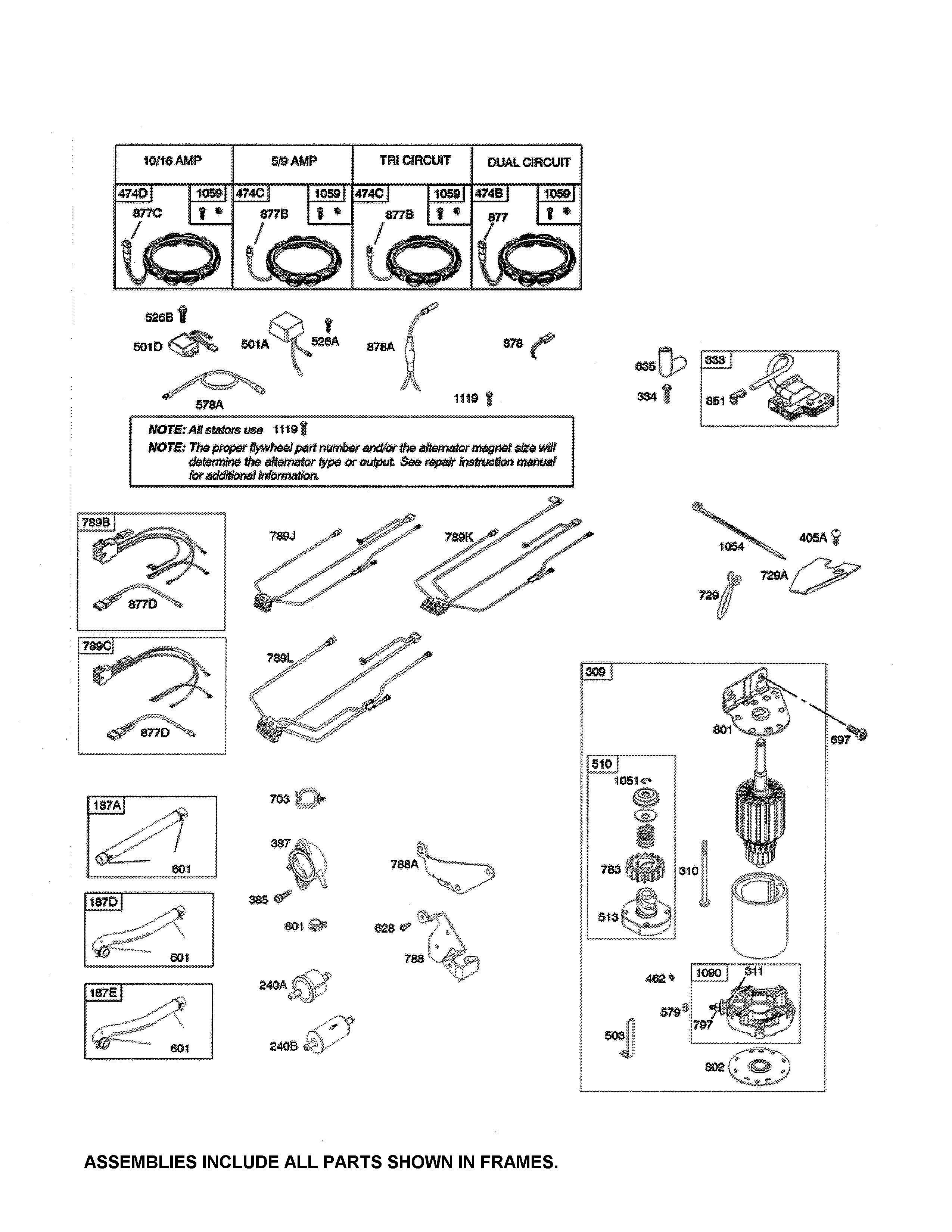 Ariens A23BH46 alternator/starter/fuel supply diagram