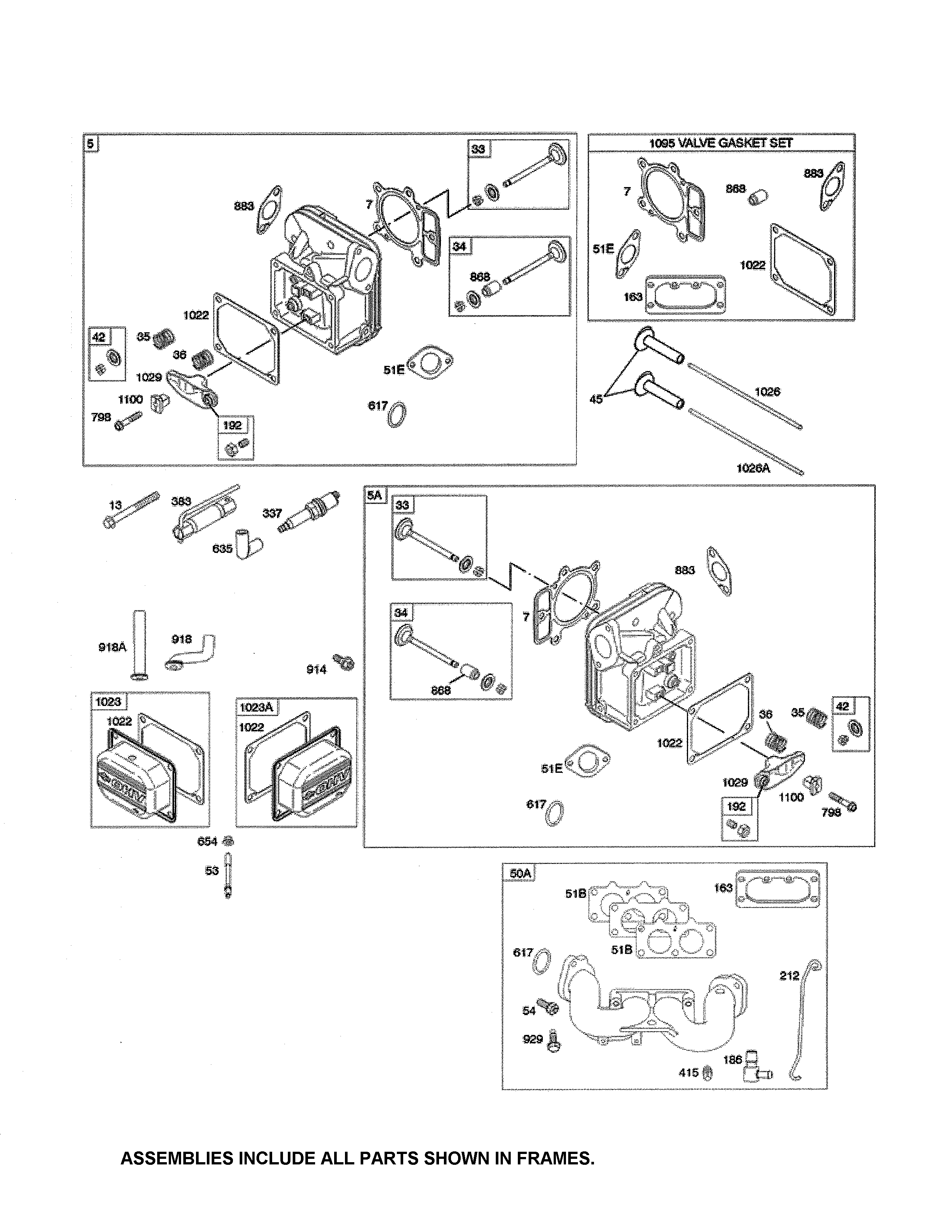 Ariens A23BH46 cylinder head/gasket set diagram