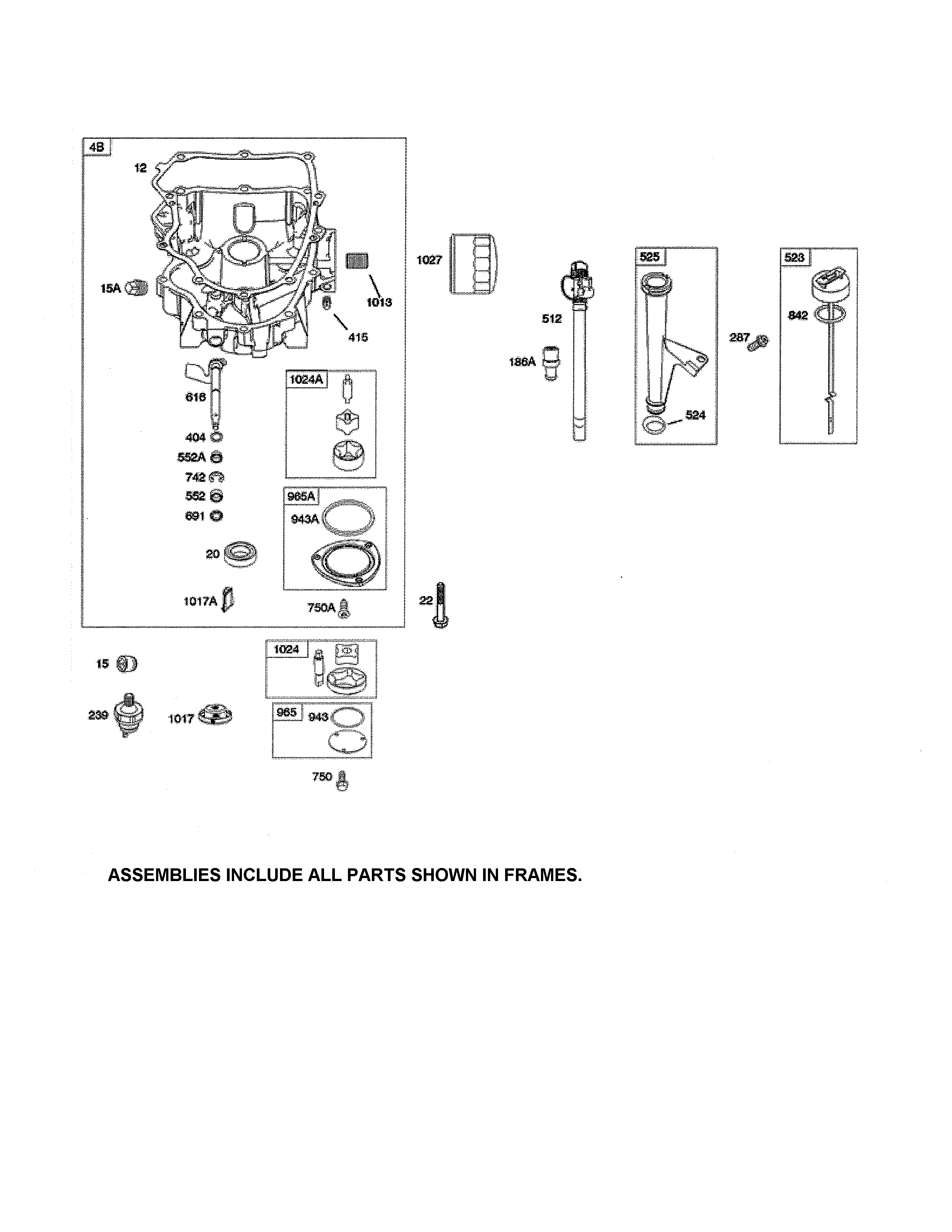 Ariens A23BH46 engine sump/lubrication diagram