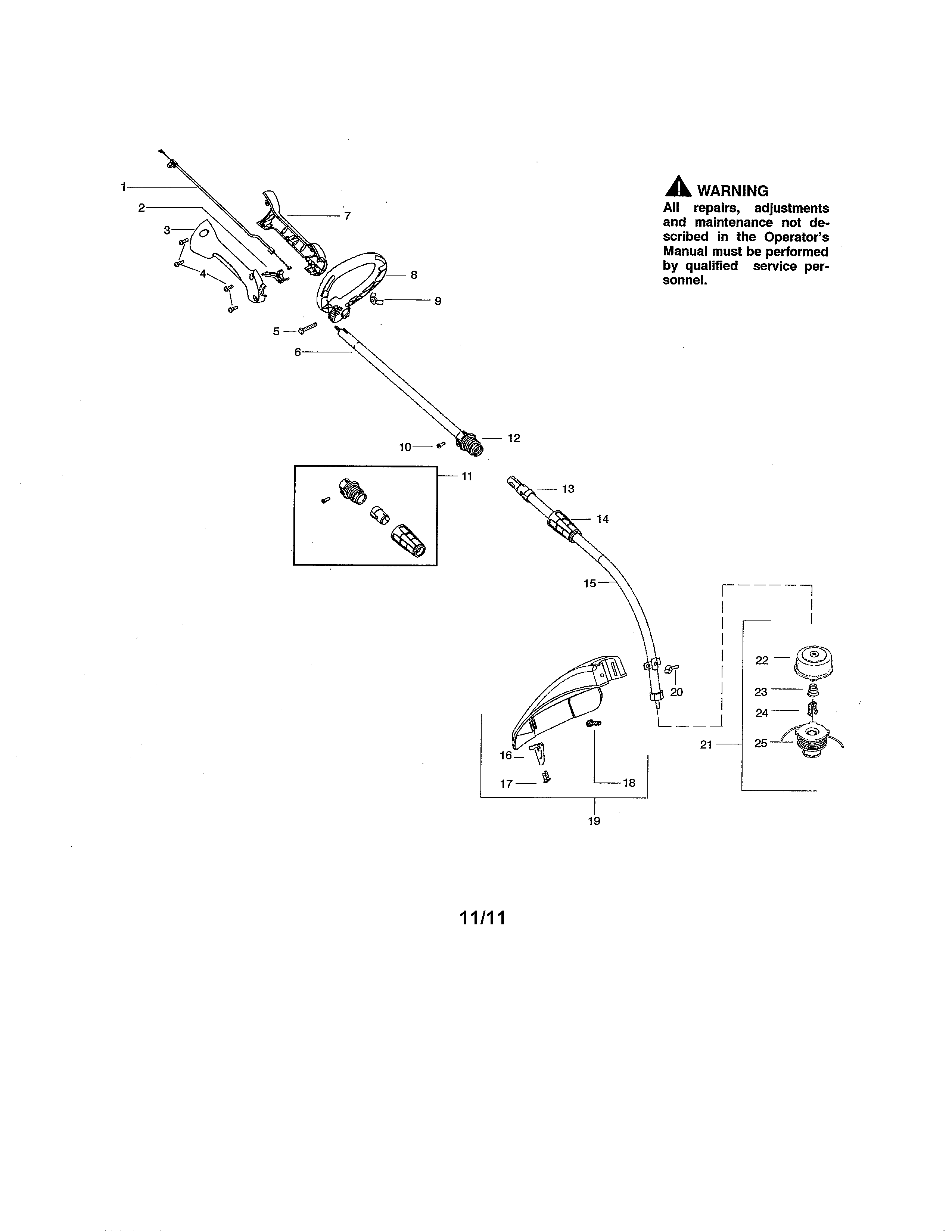 Weed Eater FL26C handle/shaft/shield diagram
