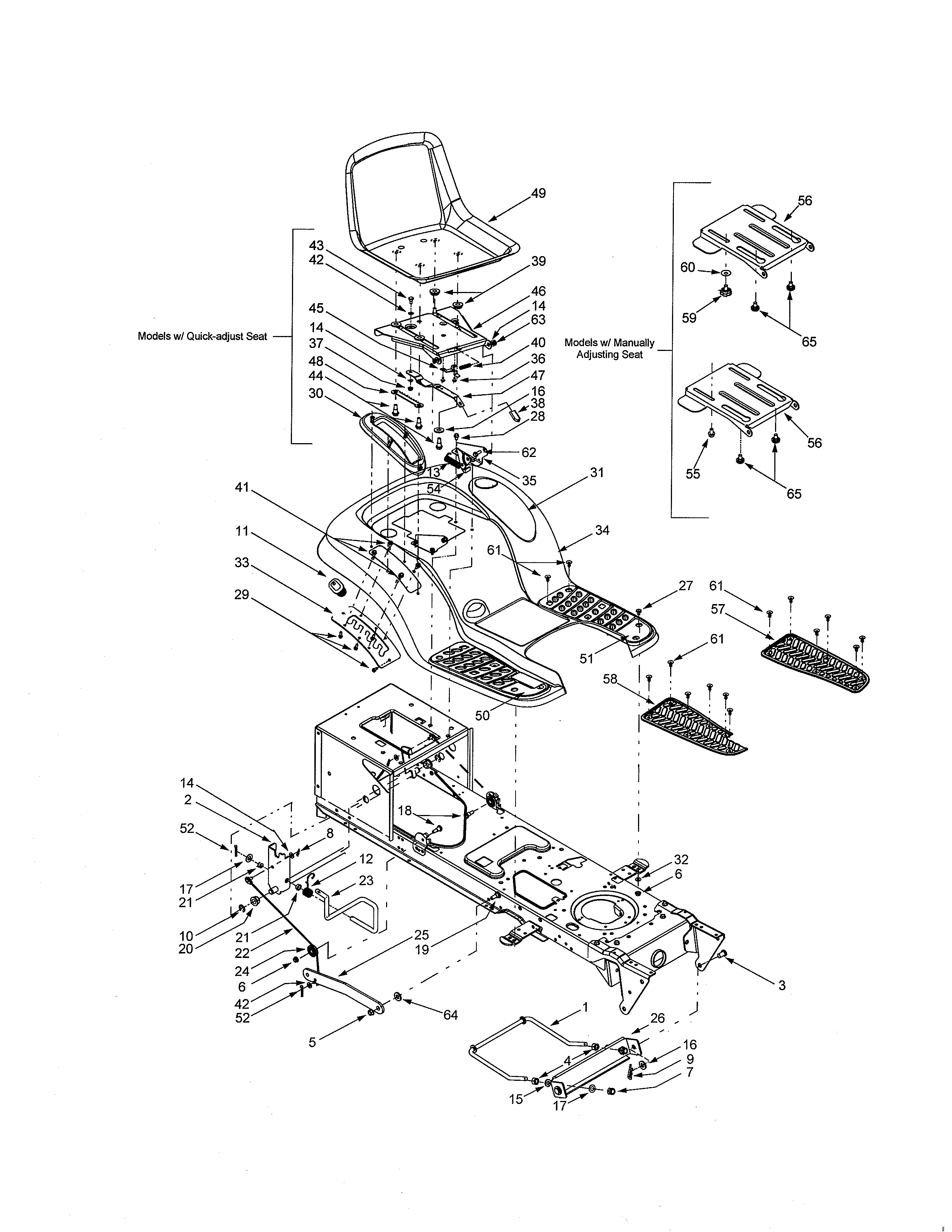 Yard-Man 13AX614G701 seat/fender diagram