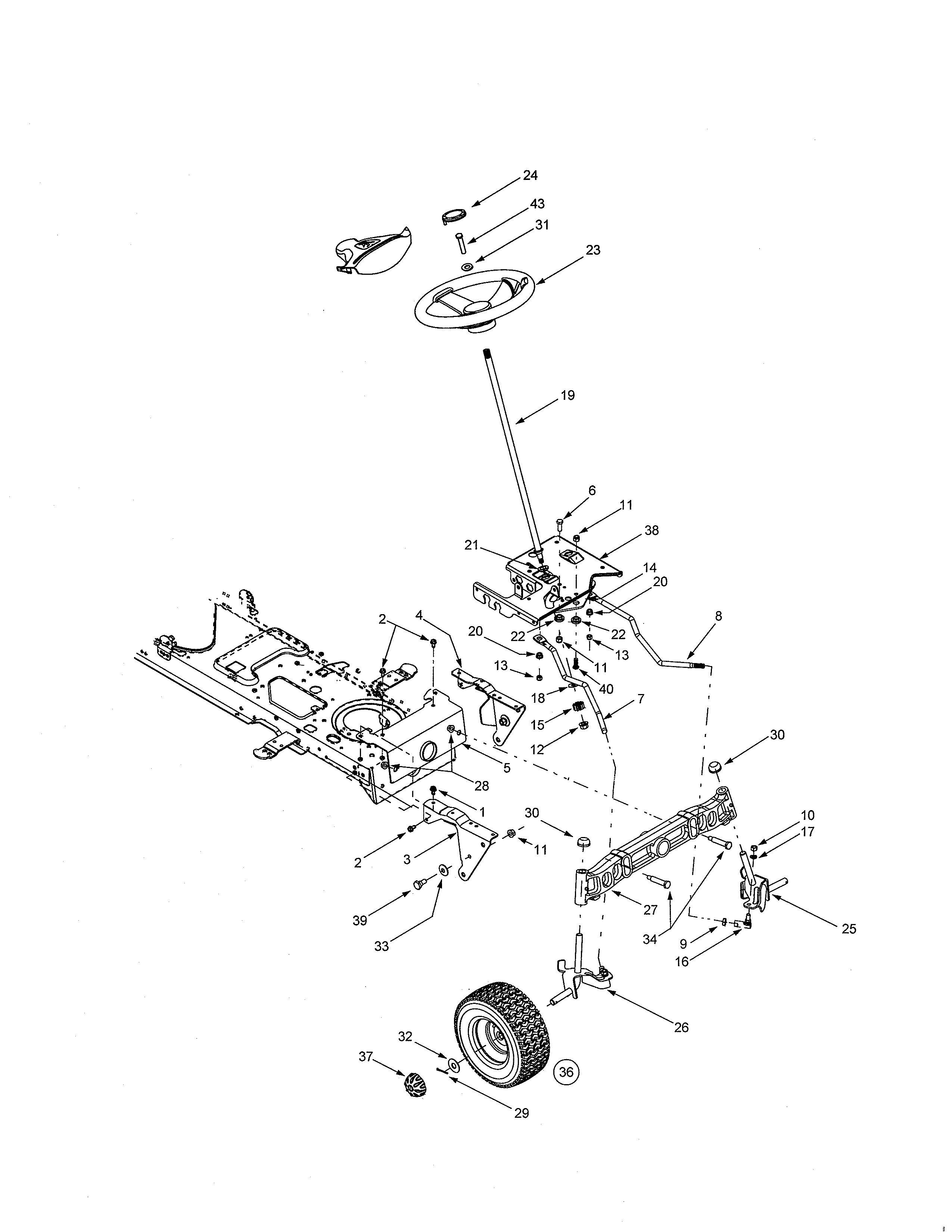 Yard-Man 13AX614G701 steering diagram