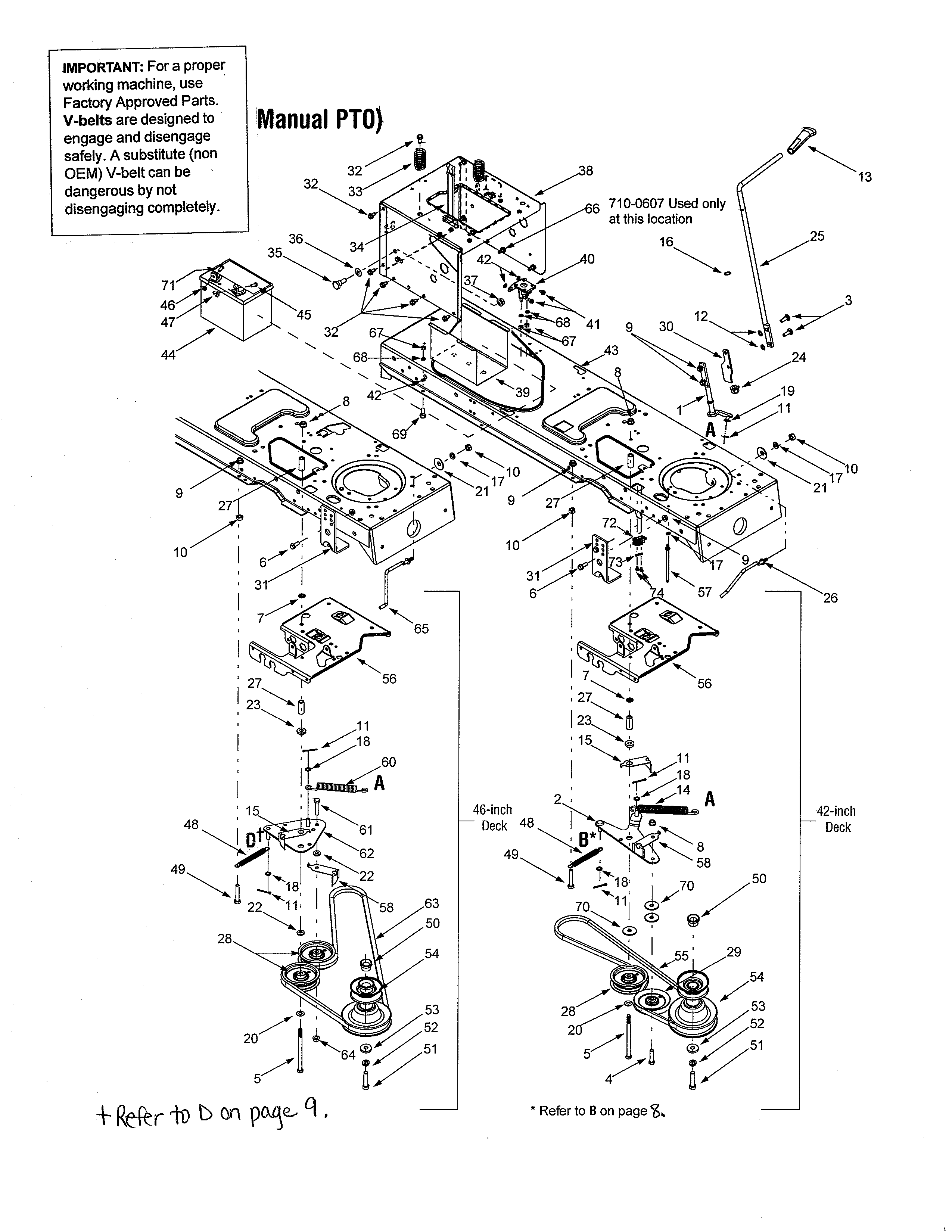 Yard-Man 13AX614G701 battery/manual pto clutch diagram