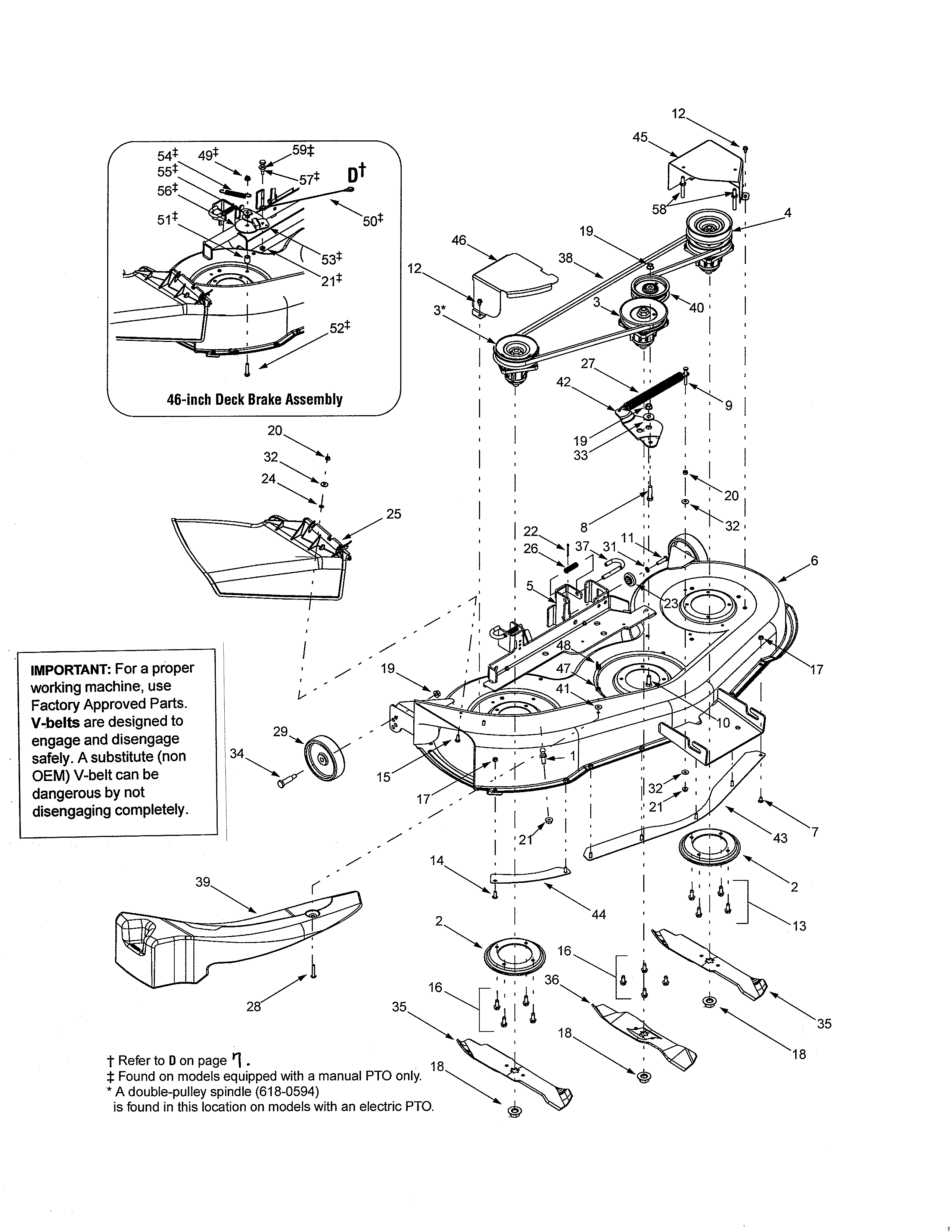 Yard-Man 13AX614G701 46" deck/brake diagram