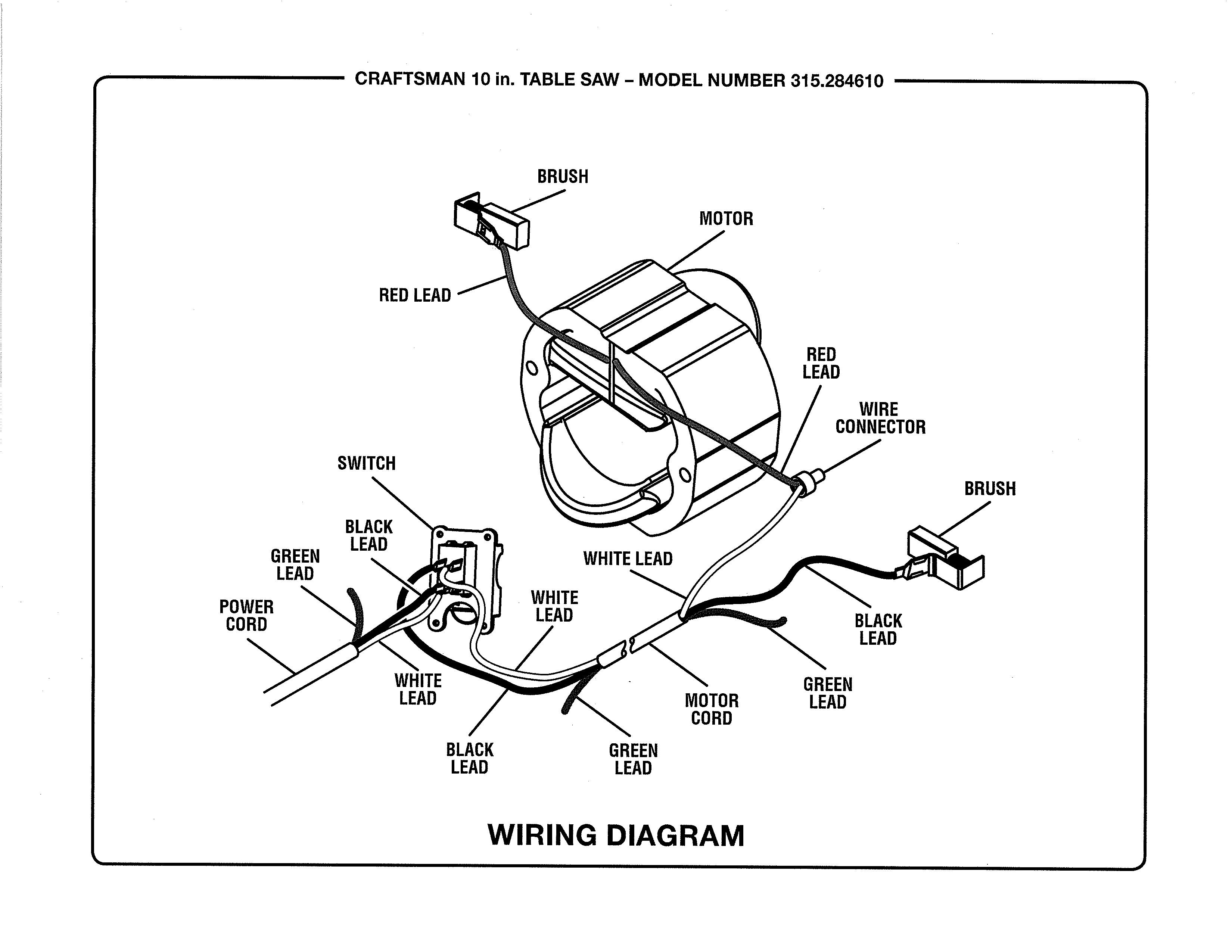 Craftsman 315284610 wiring diagram diagram