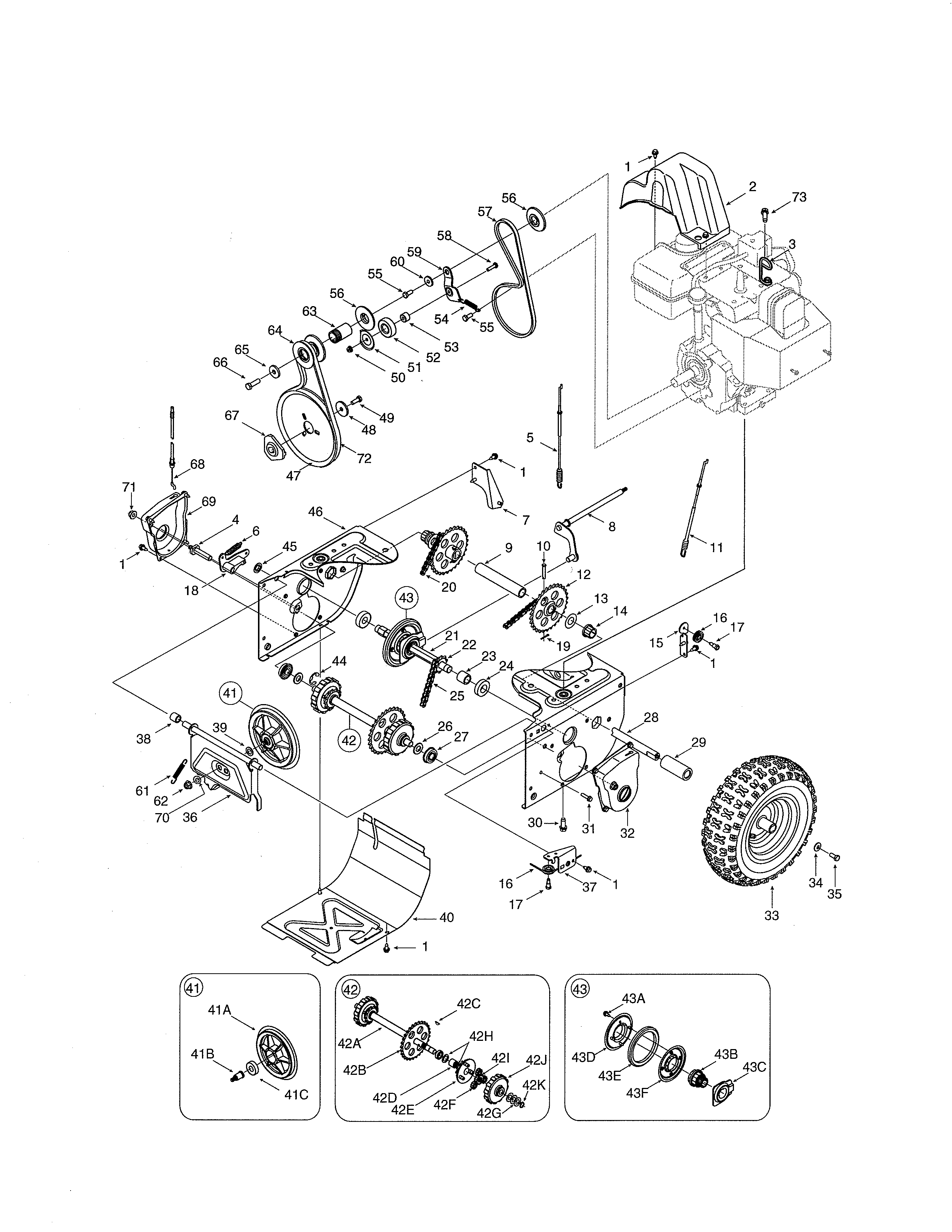 Yard-Man 31AE5KLF701 drive/wheel diagram