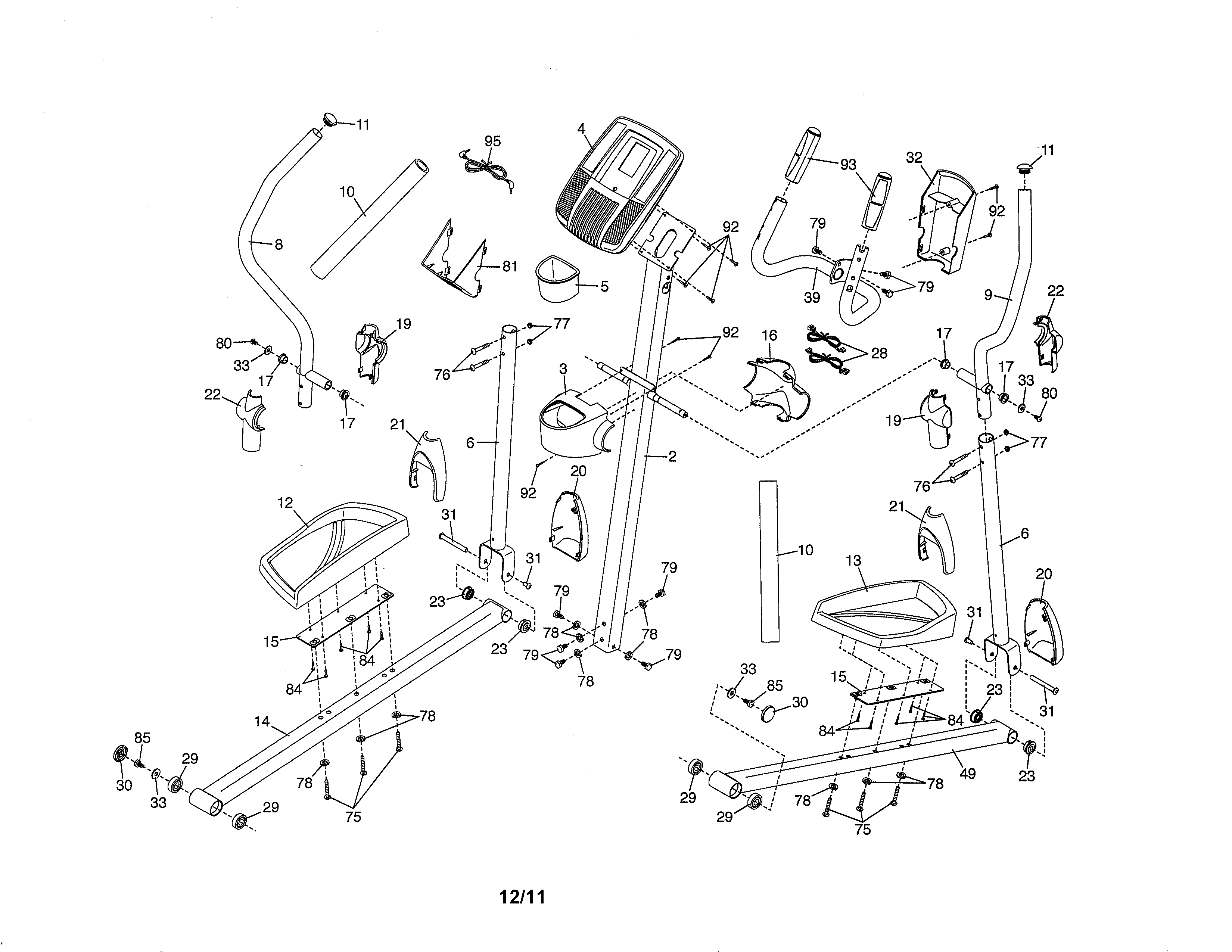 Proform 831239530 console/pedals/uprights diagram