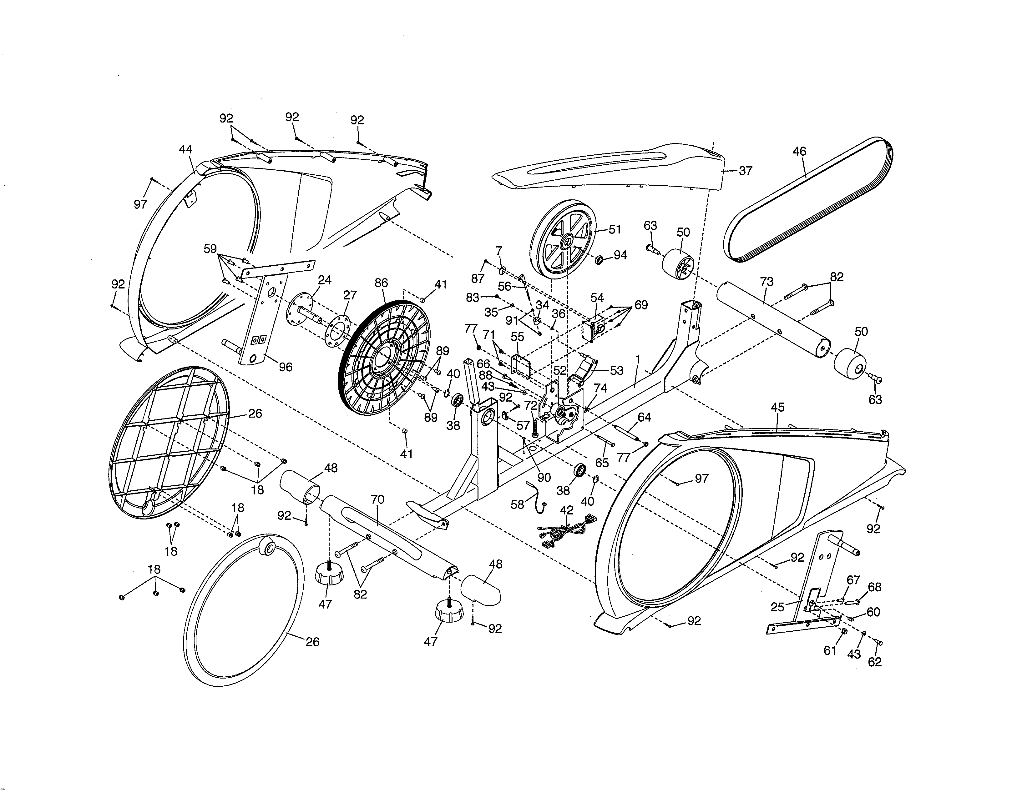 Proform 831239530 frame/pulley/side shields diagram