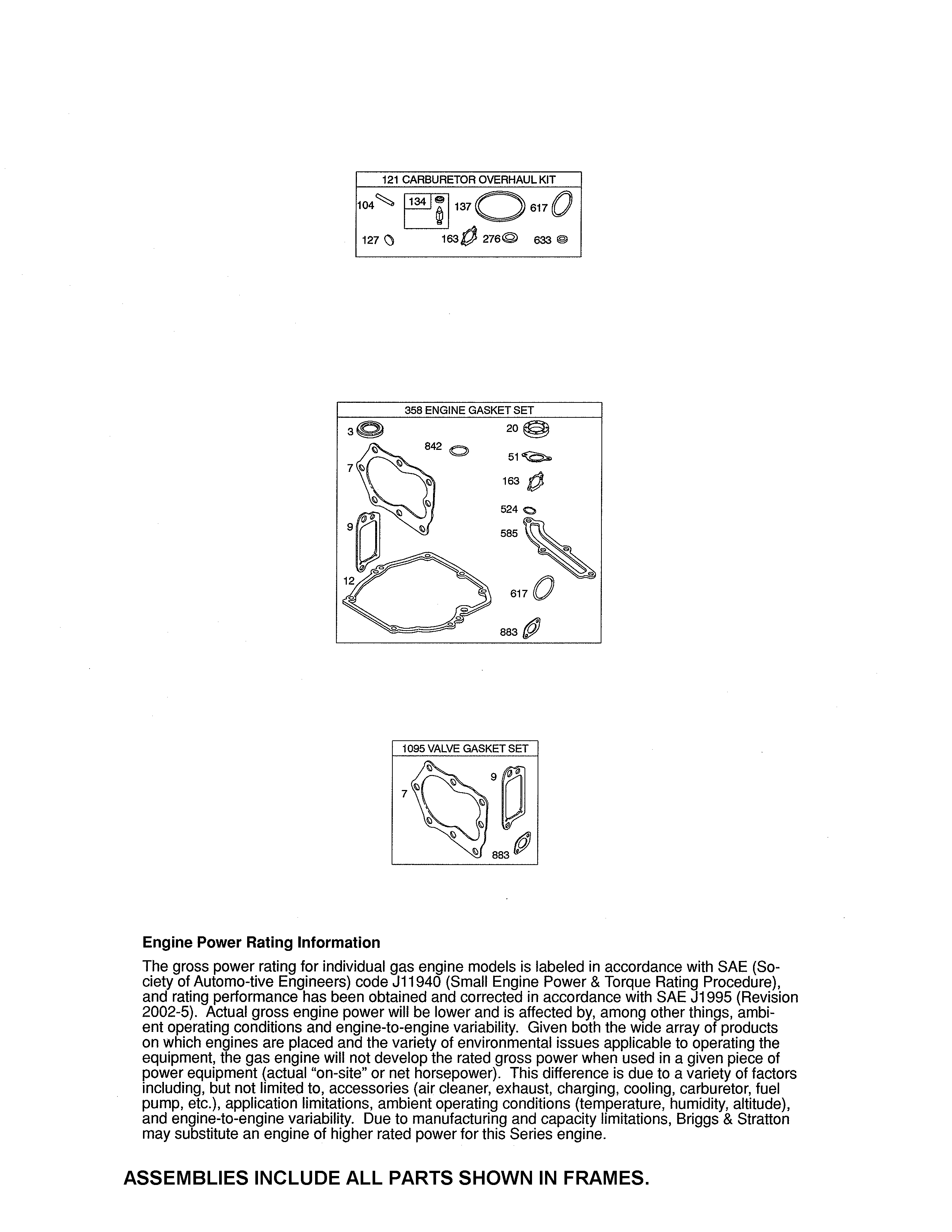 Craftsman 917370434 gasket sets diagram