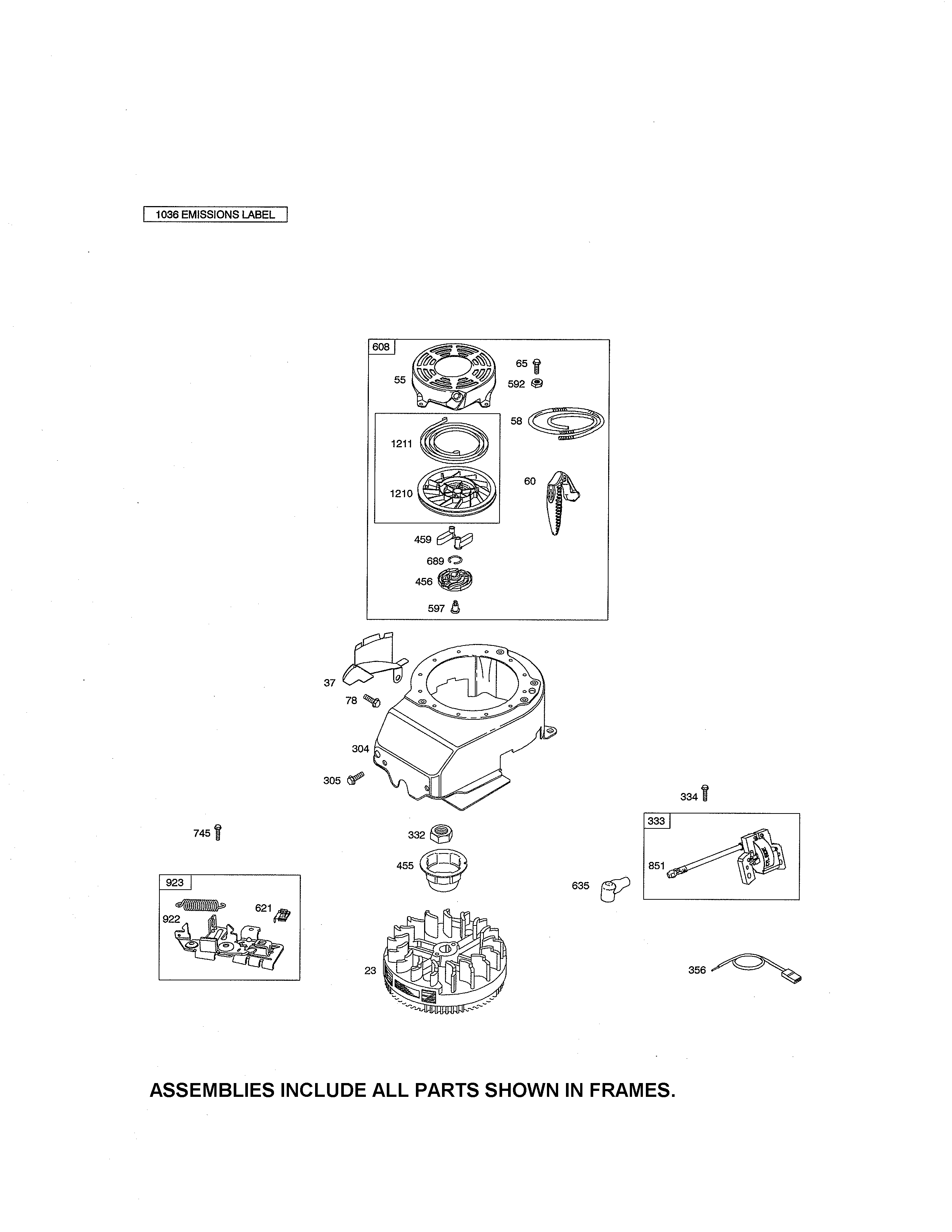 Husqvarna 917380460 rewind starter/blower housing diagram